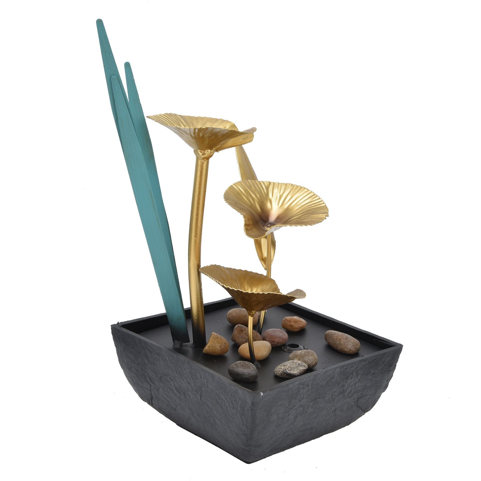 Indoor Tabletop Fountain Lotus LED Waterfall Fountain Ornament Feng Shui Art view 7