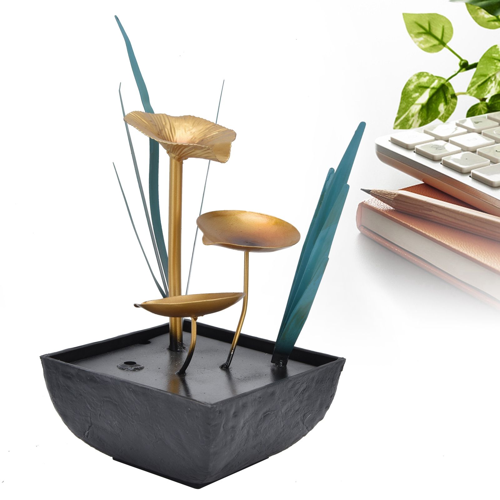 Tabletop Fountain LED Lights No Noise Compact Lightweight Classic Indoor view 11