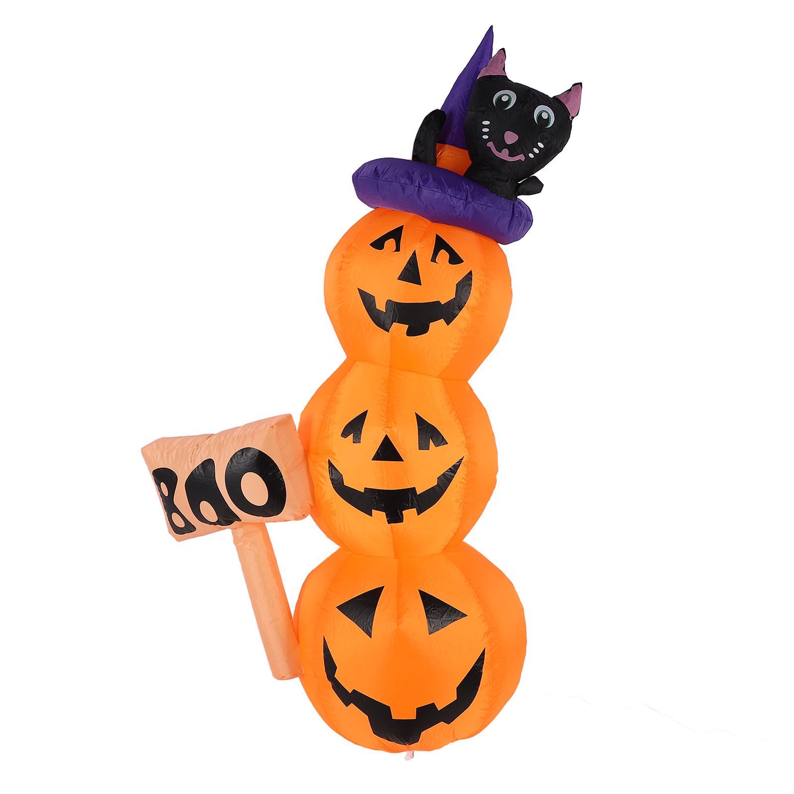 Pumpkin Stack Decoration 1.6m LED Black Cat Pumpkins Inflatable Yard Lawn