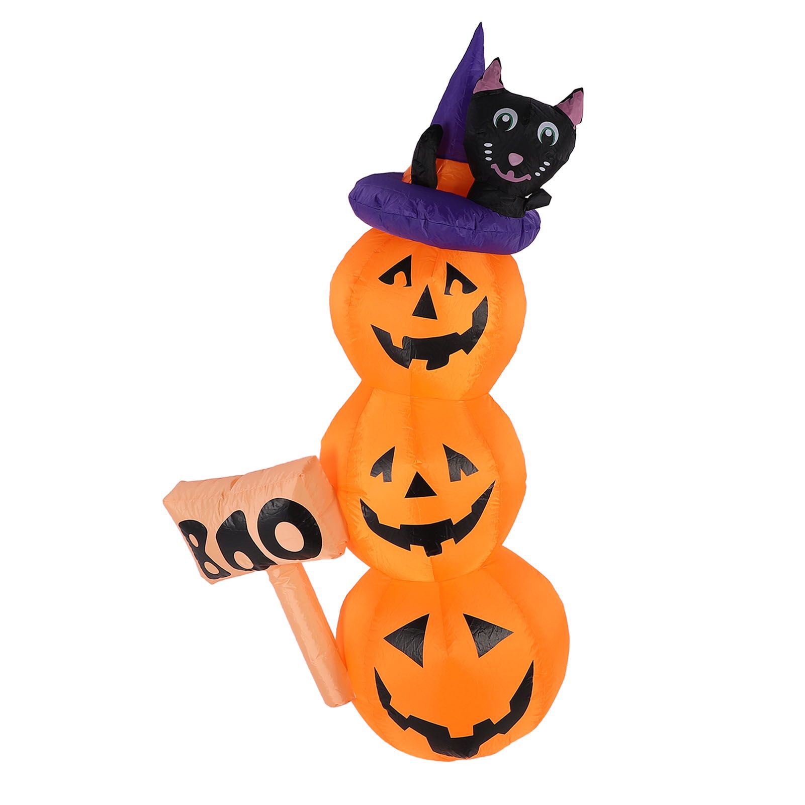 Pumpkin Stack Decoration 1.6m LED Black Cat Pumpkins Inflatable Yard Lawn view 4