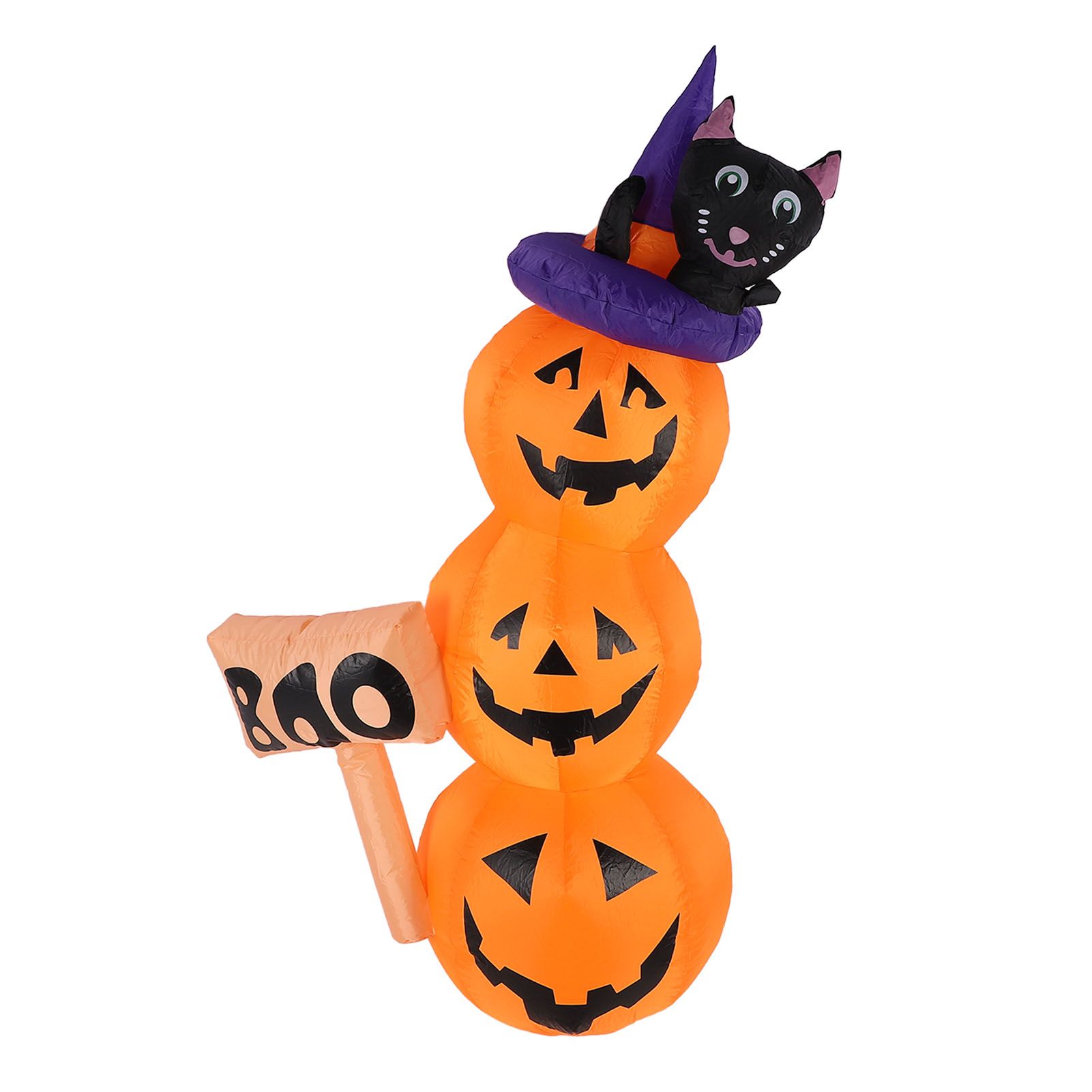 Pumpkin Stack Decoration 1.6m LED Black Cat Pumpkins Inflatable Yard Lawn view 11