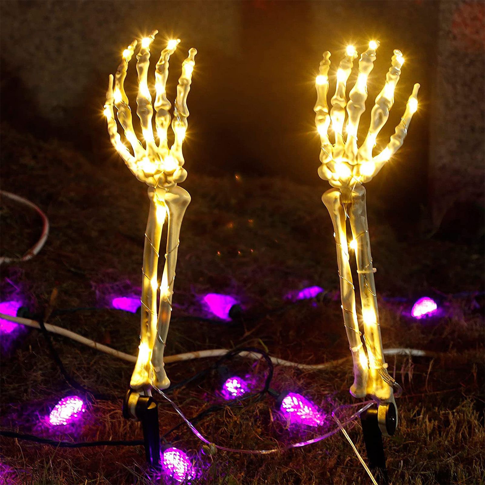Solar Skeleton Hands Light LED Decorative Scary Light String for Lawn Porch Garden view 8