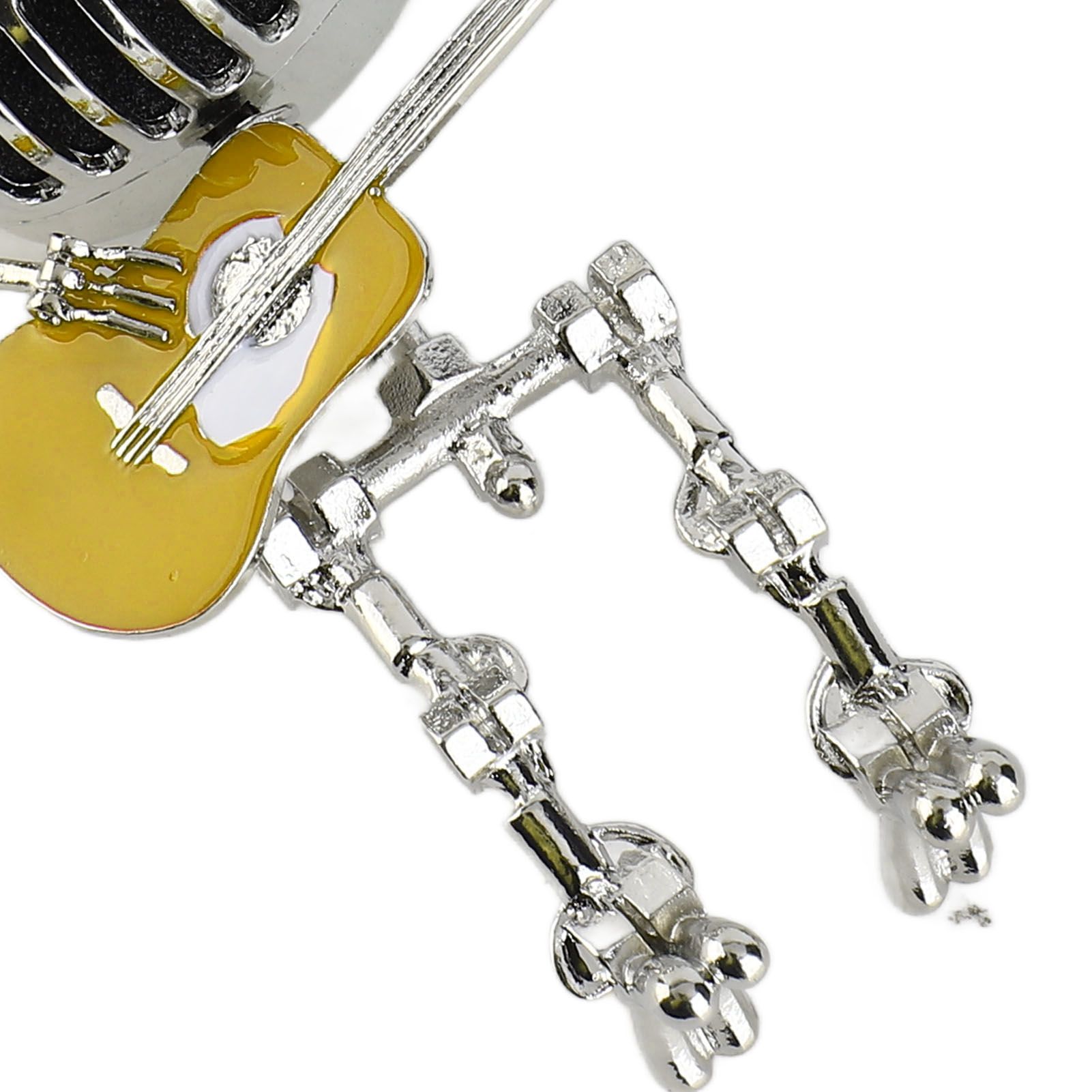 Vintage Microphone Guitar Robot Table Lamp USB Aluminum Metal Retro Microphone view 7