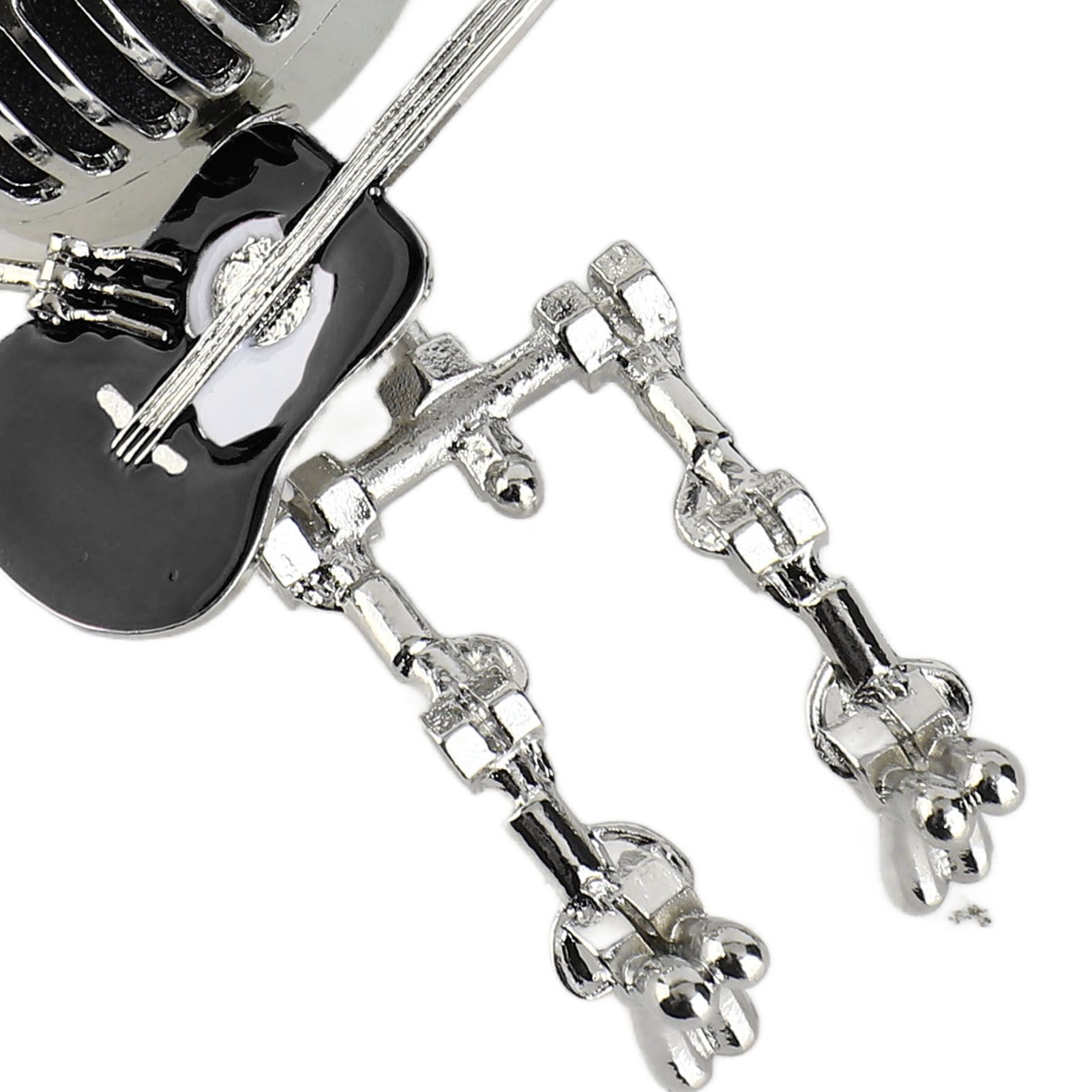 Vintage Microphone Guitar Robot Table Lamp USB Aluminum Metal Retro Microphone view 7