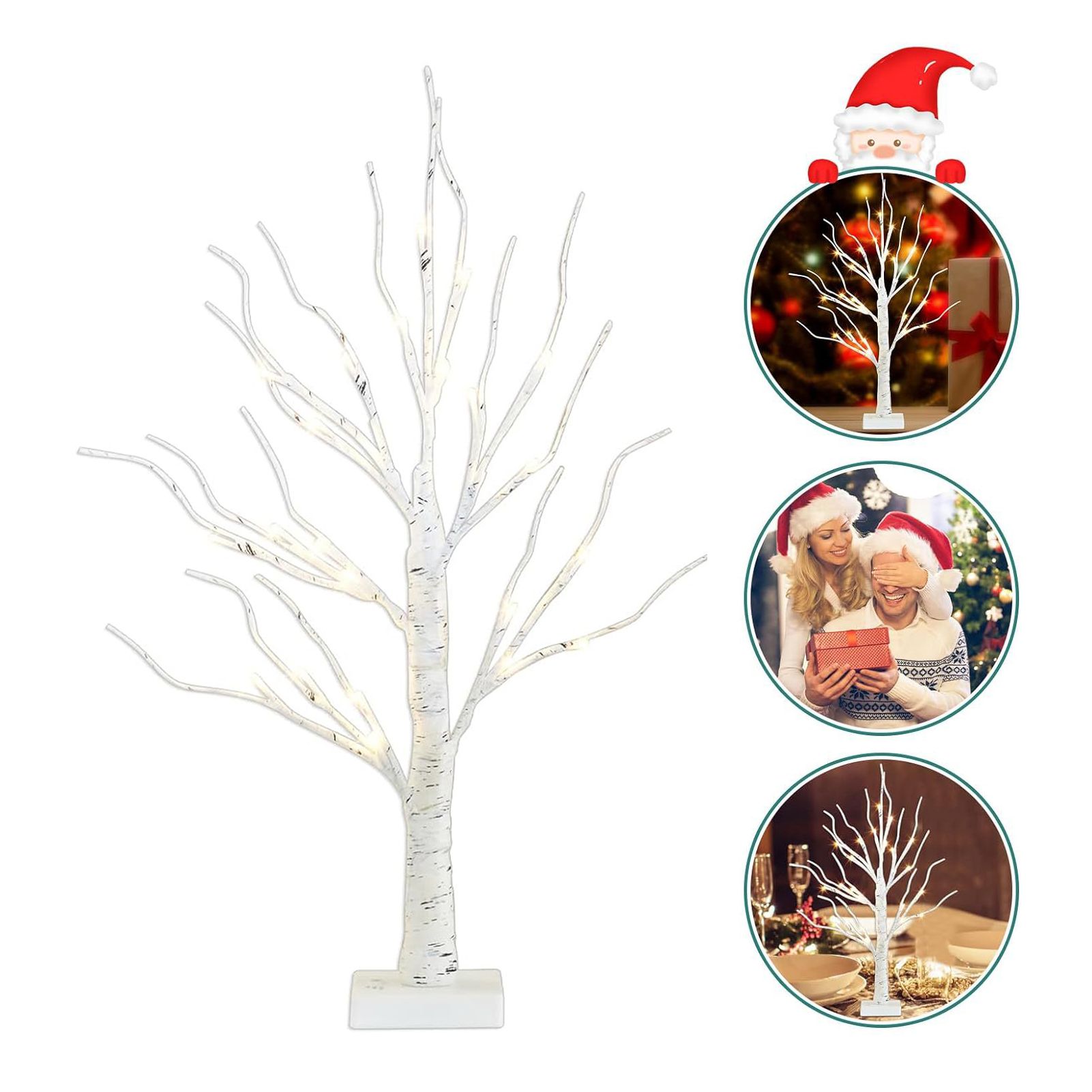 Artificial Birch Tree with LED Lights Tabletop Centerpiece Multipurpose Light view 9