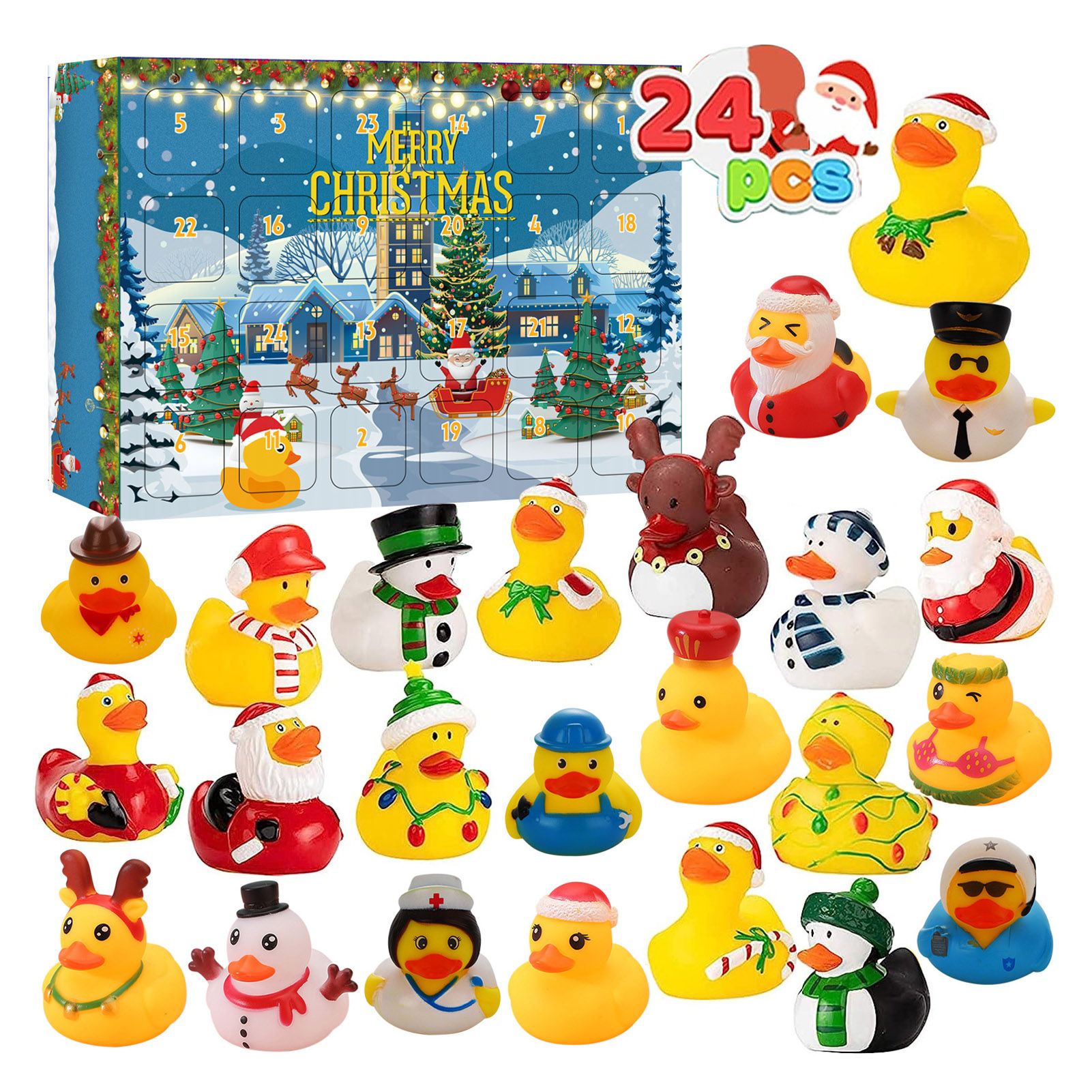 Xmas 24 Days Advent Calendar 24 Fun Ducks for Boys Girls Kids Toddlers Xmas view 3
