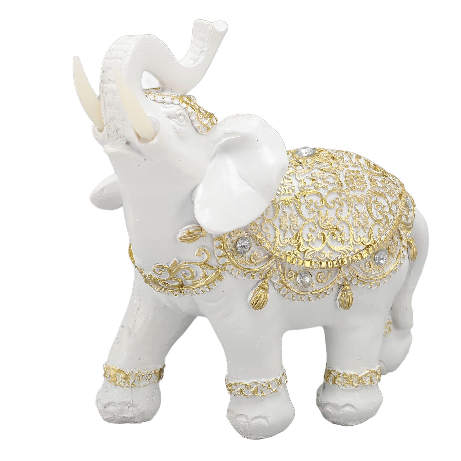 Elephant Statue White Resin Cute Lucky Elephant Sculpture for Entryway view 4