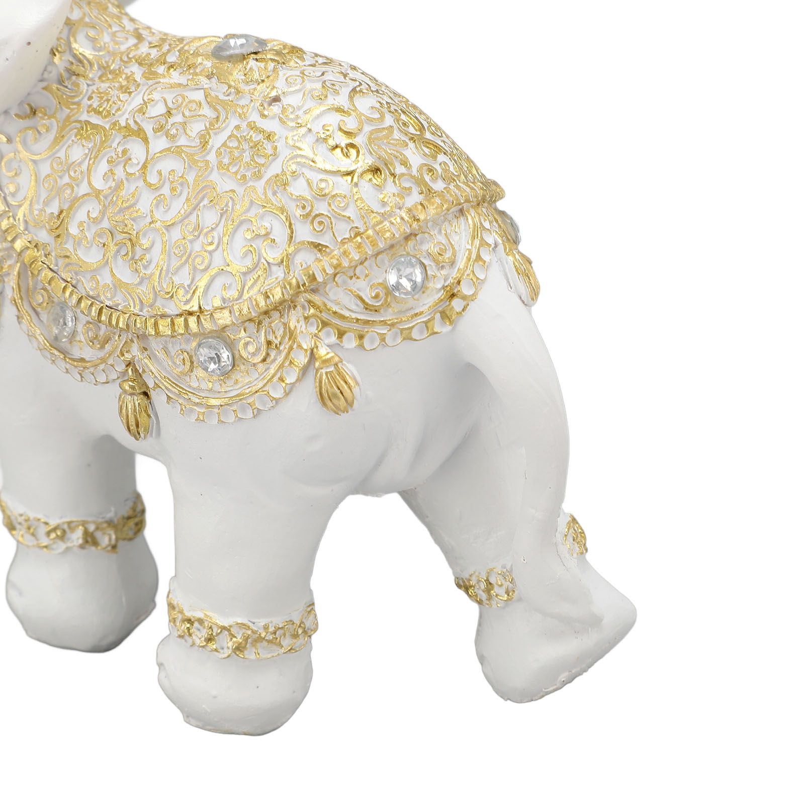 Elephant Statue White Resin Cute Lucky Elephant Sculpture for Entryway view 5