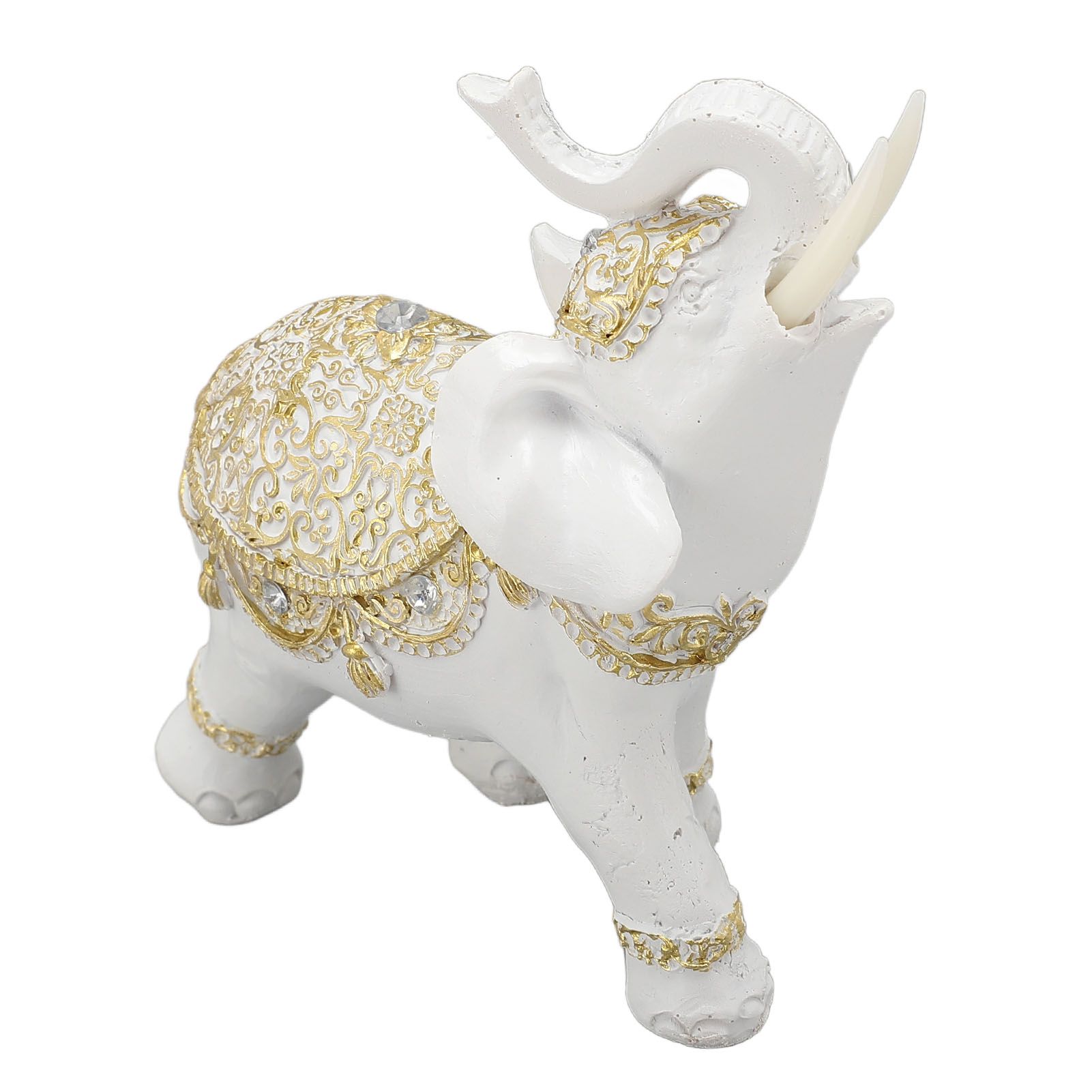 Elephant Statue White Resin Cute Lucky Elephant Sculpture for Entryway view 6