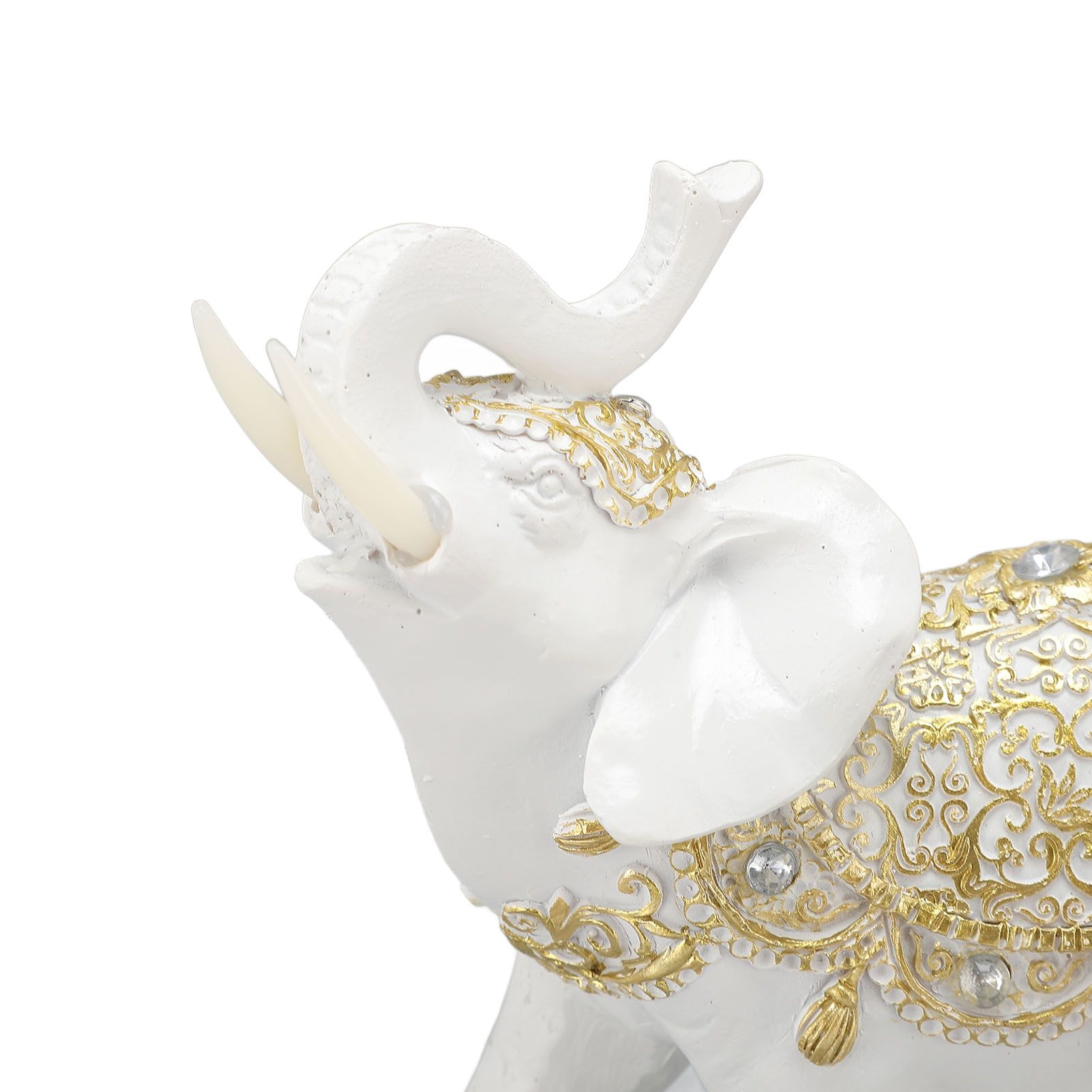 Elephant Statue White Resin Cute Lucky Elephant Sculpture for Entryway view 7