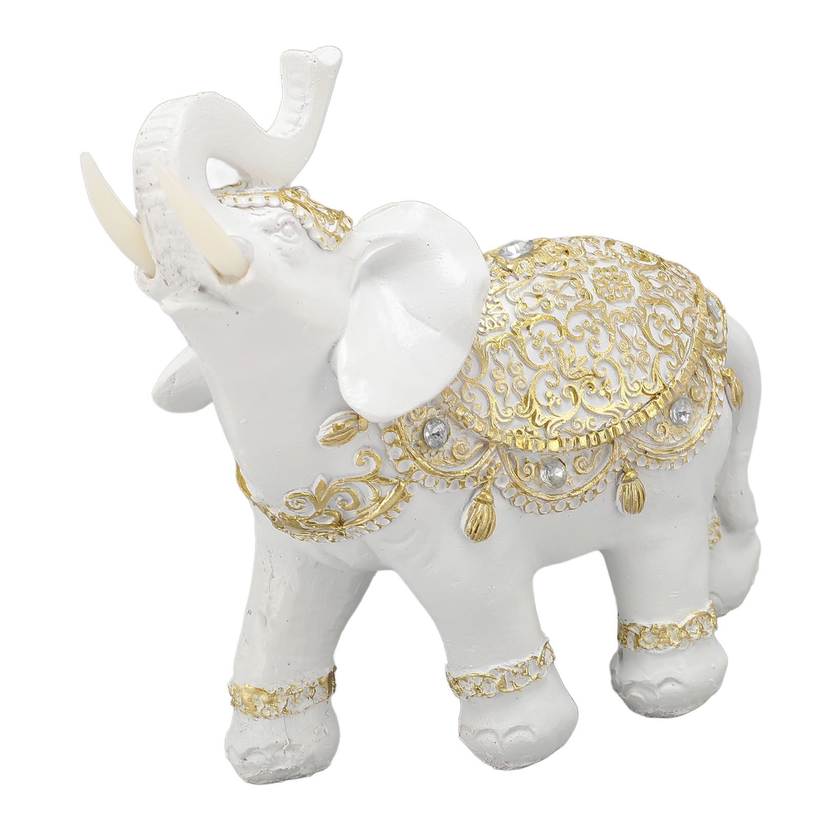 Elephant Statue White Resin Cute Lucky Elephant Sculpture for Entryway view 8