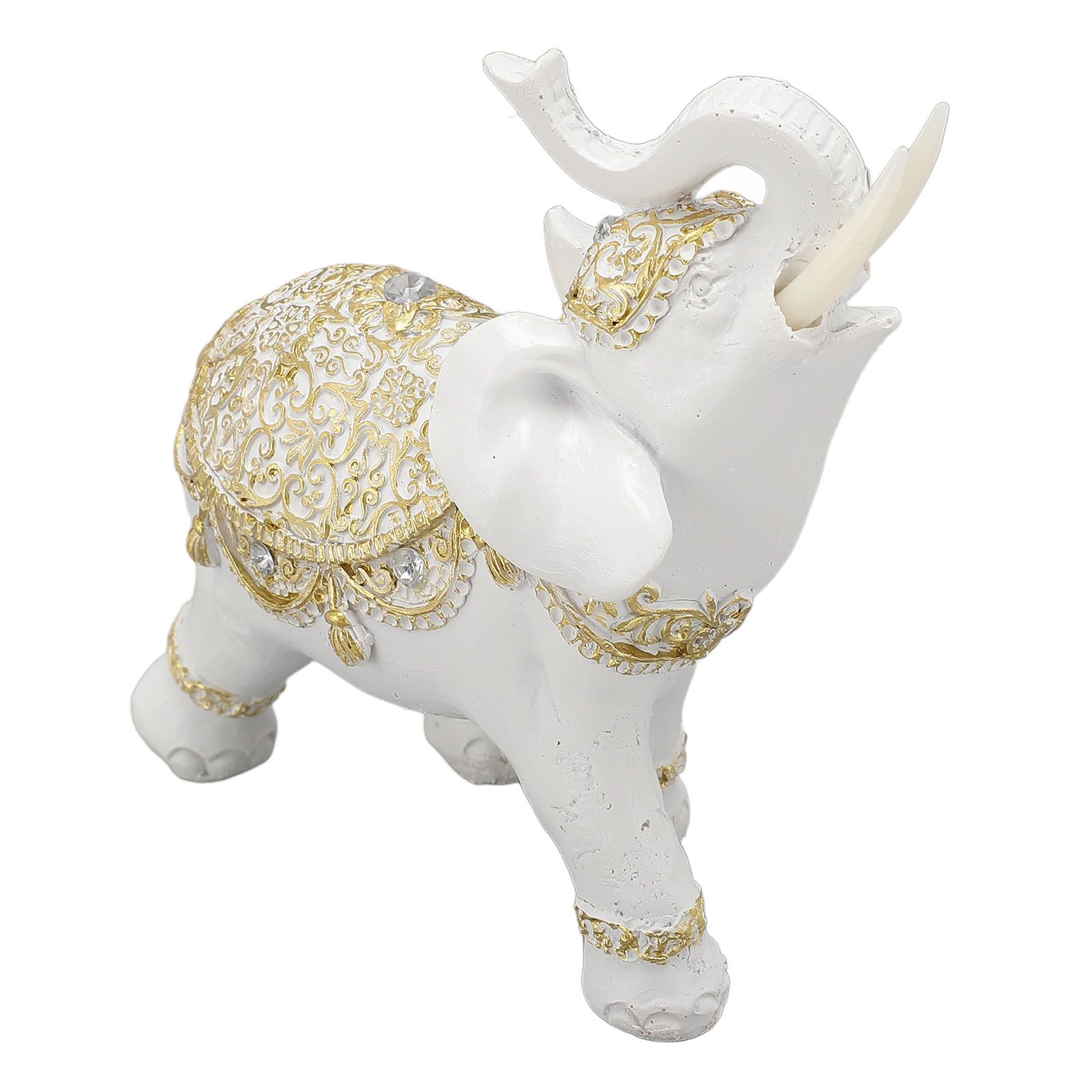 Elephant Statue White Resin Cute Lucky Elephant Sculpture for Entryway view 9