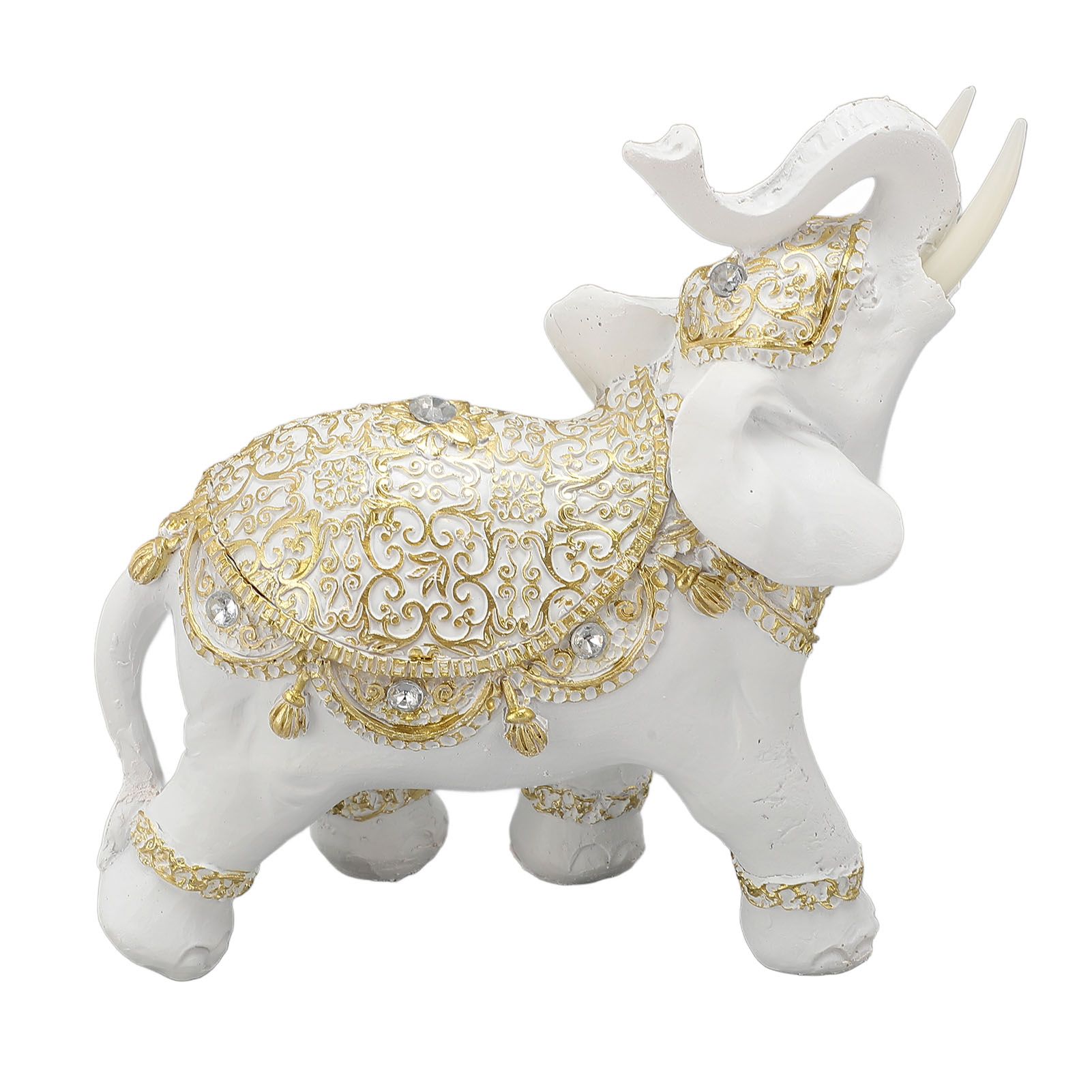 Elephant Statue White Resin Cute Lucky Elephant Sculpture for Entryway view 10
