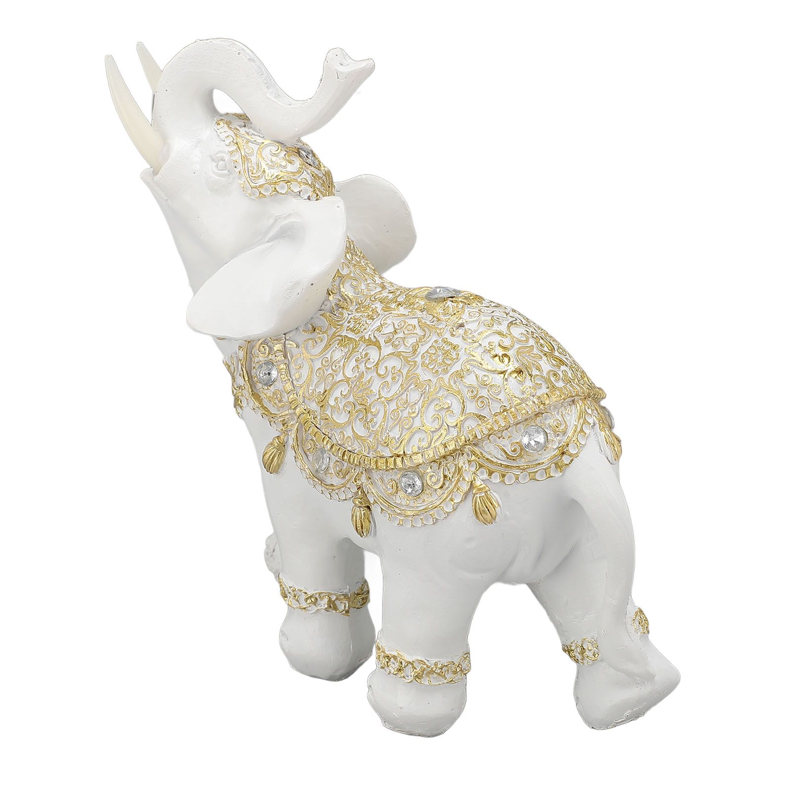 Elephant Statue White Resin Cute Lucky Elephant Sculpture for Entryway view 11