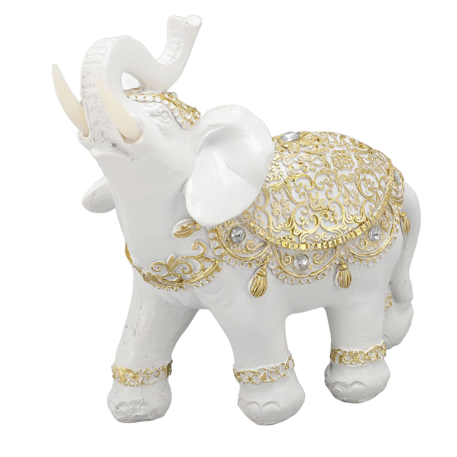Elephant Statue White Resin Cute Lucky Elephant Sculpture for Entryway view 12