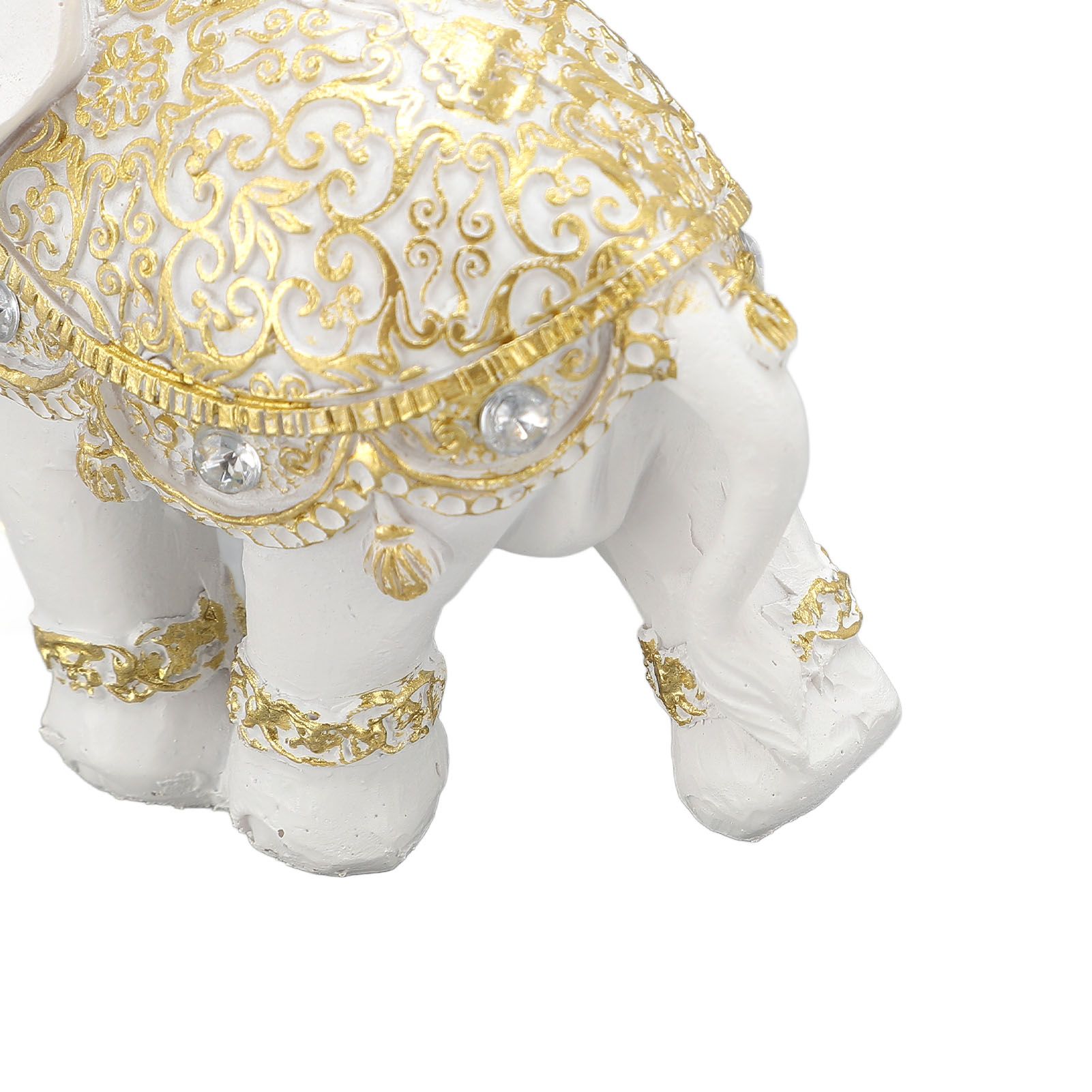 Elephant Statue White Resin Cute Lucky Elephant Sculpture for Entryway view 2
