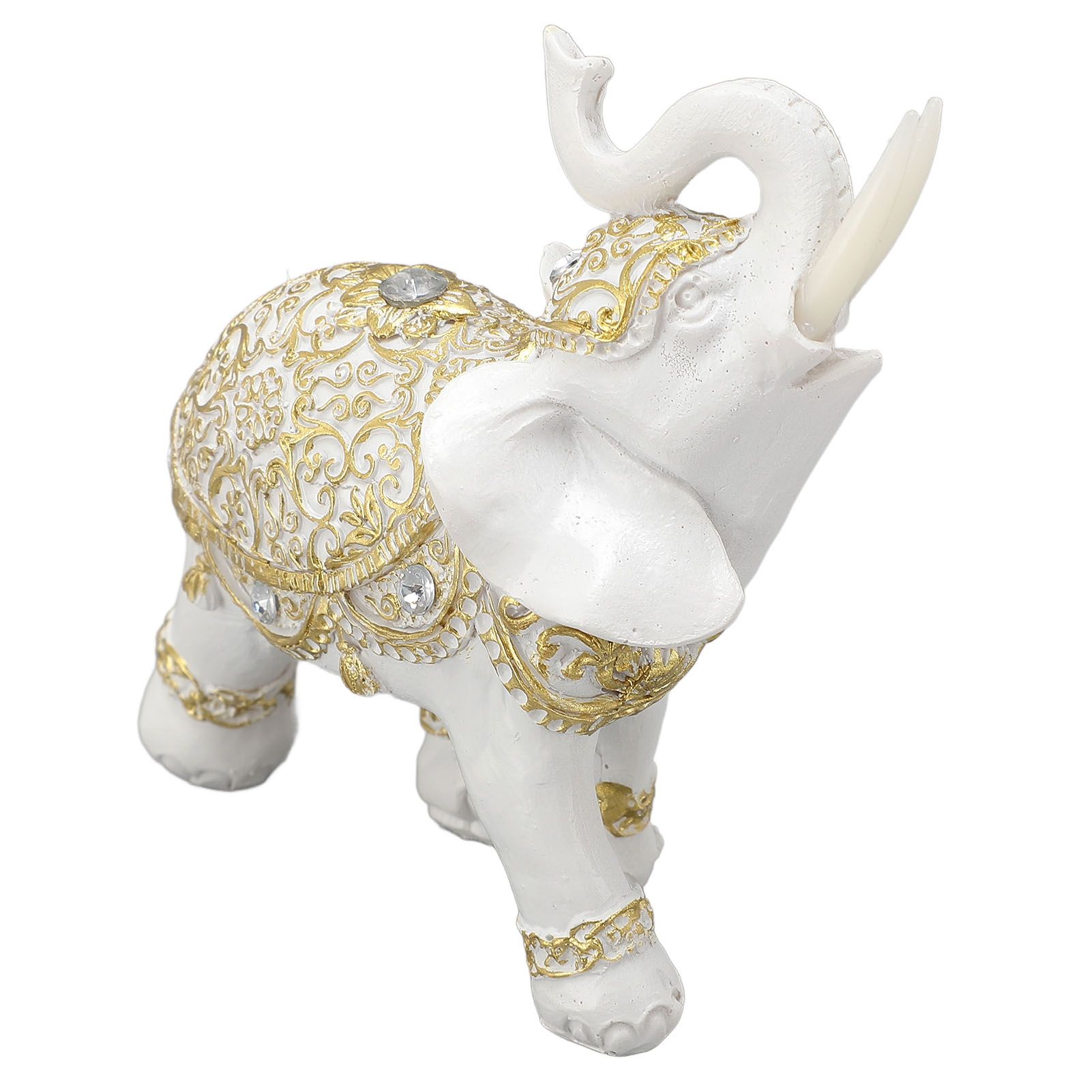 Elephant Statue White Resin Cute Lucky Elephant Sculpture for Entryway view 9