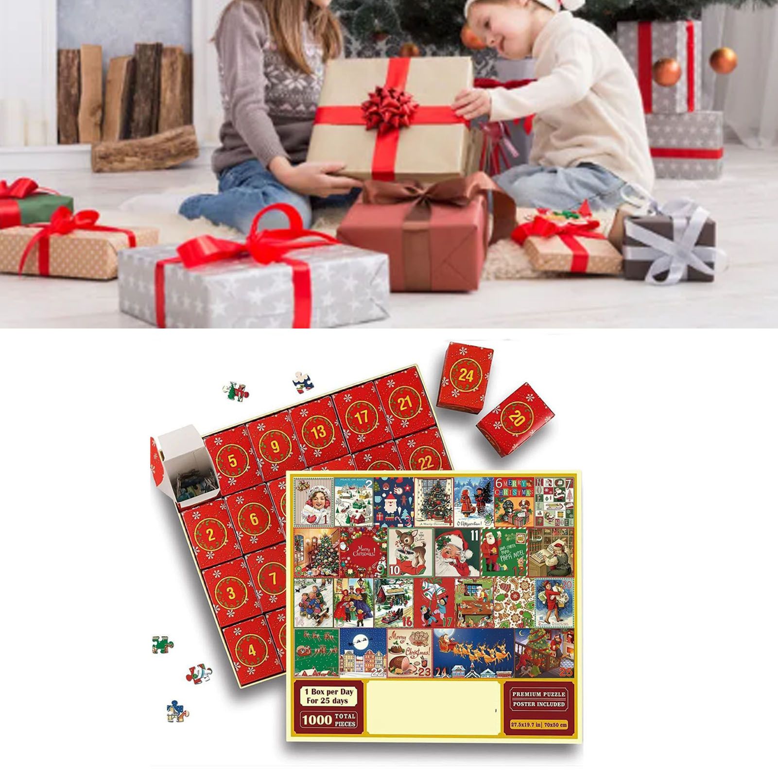 24 Boxs Xmas Advent Calendar Red Xmas Theme Blind Box Innovative Xmas Puzzle view 8