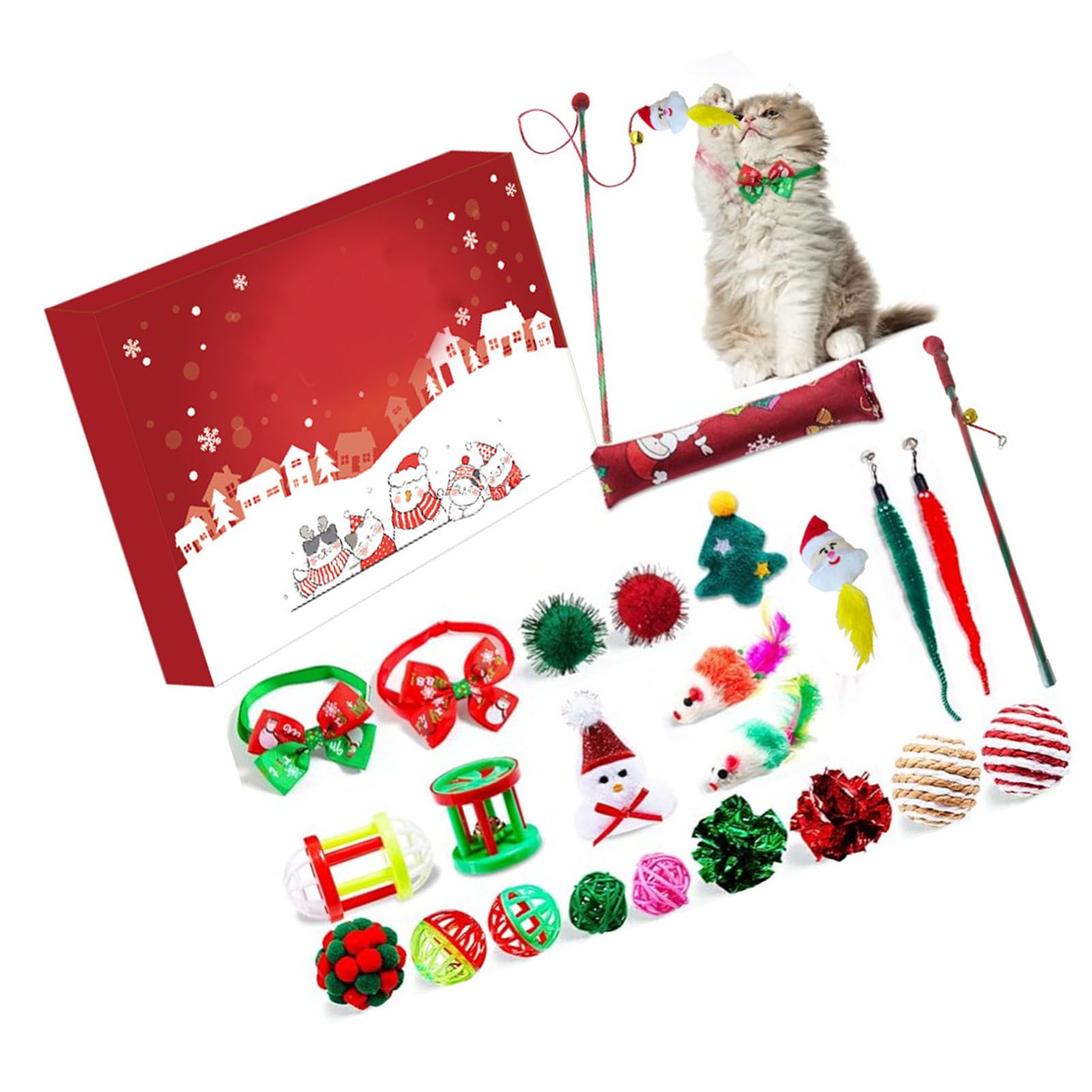 Xmas Advent Calendar Plastic Cute Cat Pet Toy Xmas Surprise Blind Box for Kids view 4