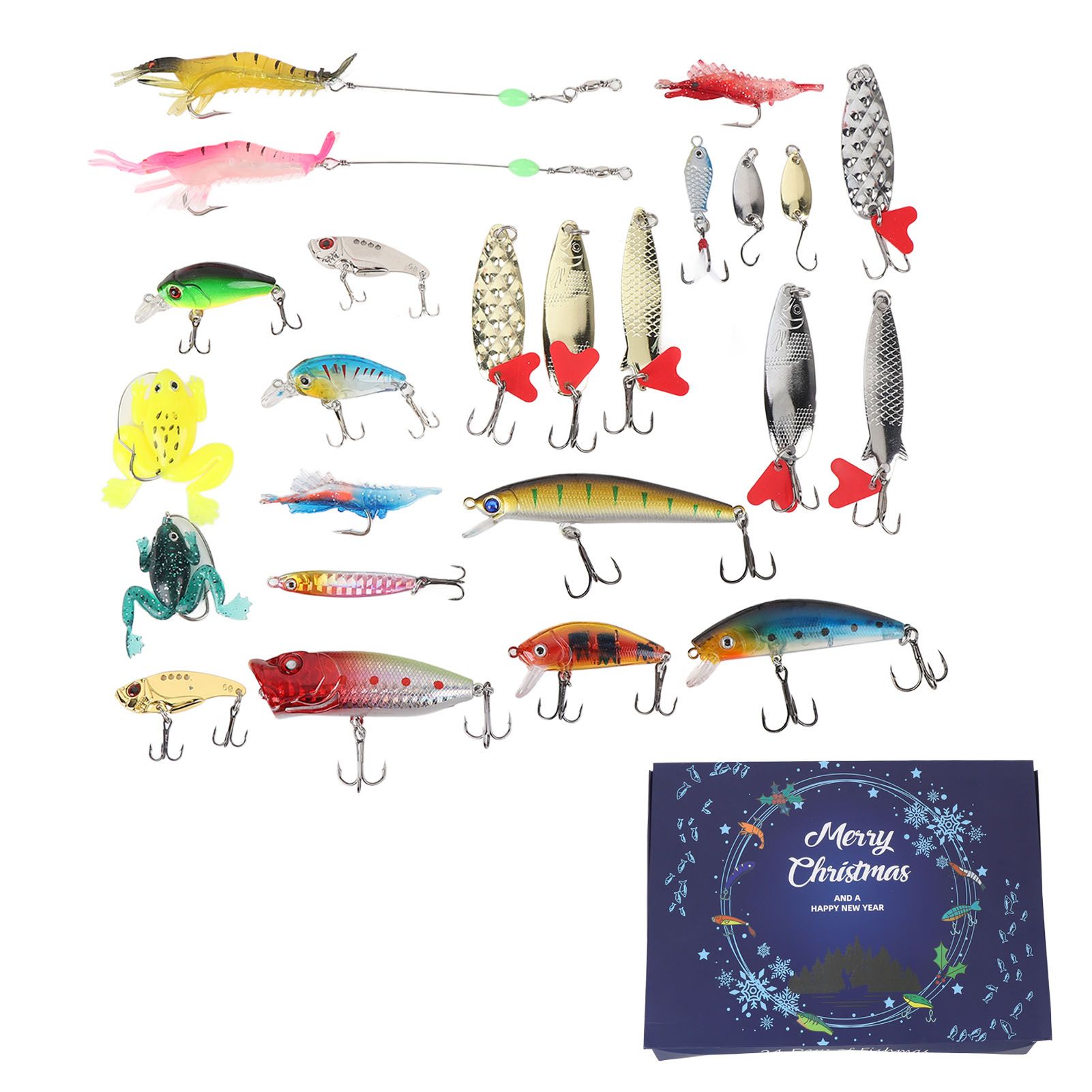 24 Days Xmas Countdown Fishing Lure Tackle Kit Fishing Advent Calendar Bait view 3