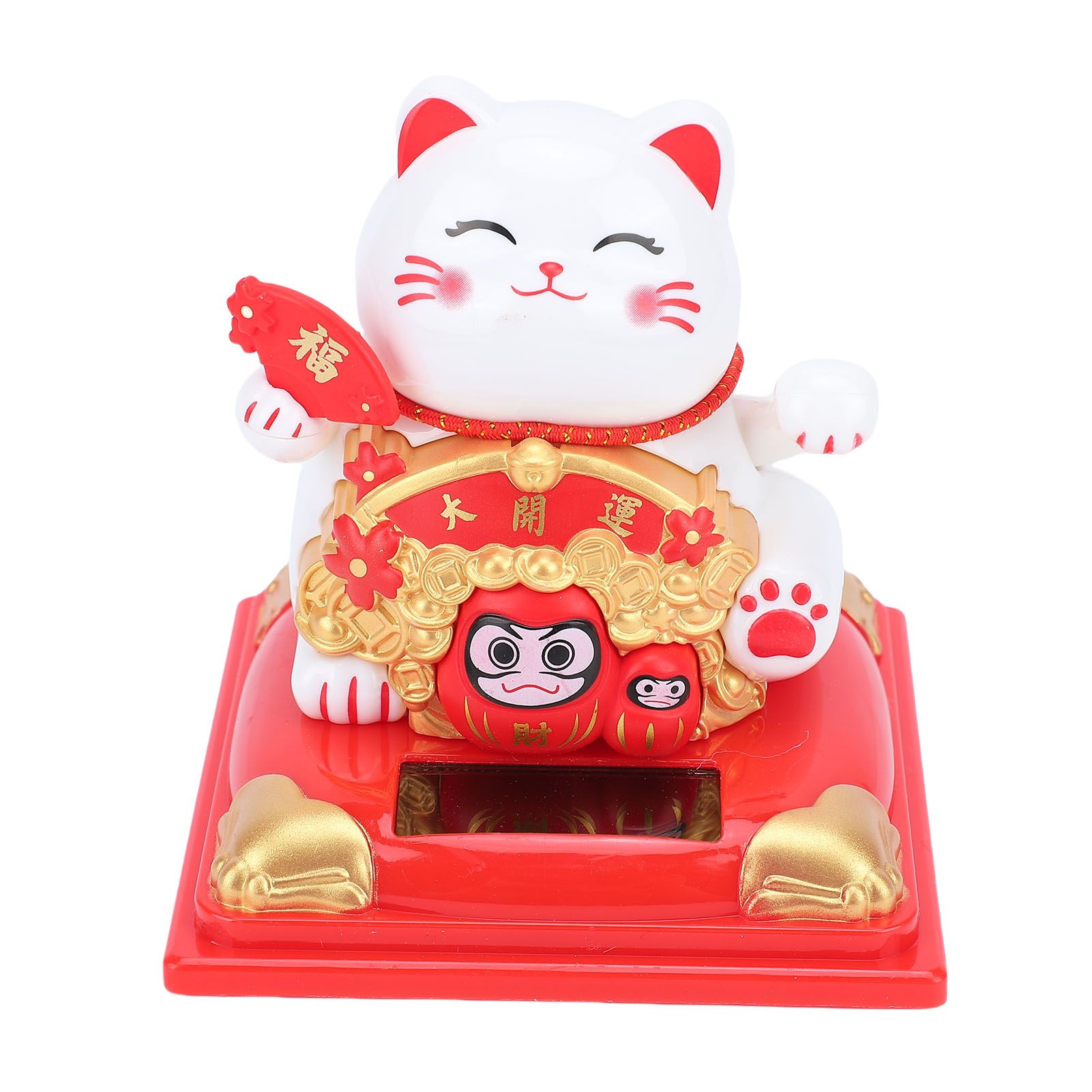 Lucky Cat Waving Arm Solar Powered Light Sensor Wealth Welcoming Fortune Cat