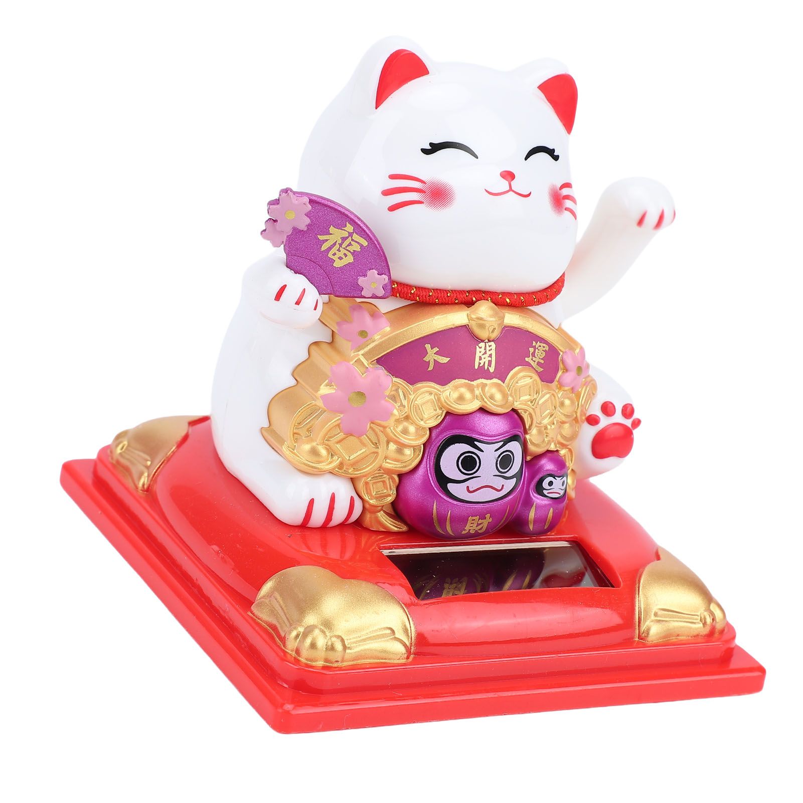 Lucky Cat Waving Arm Solar Powered Light Sensor Wealth Welcoming Fortune Cat view 4
