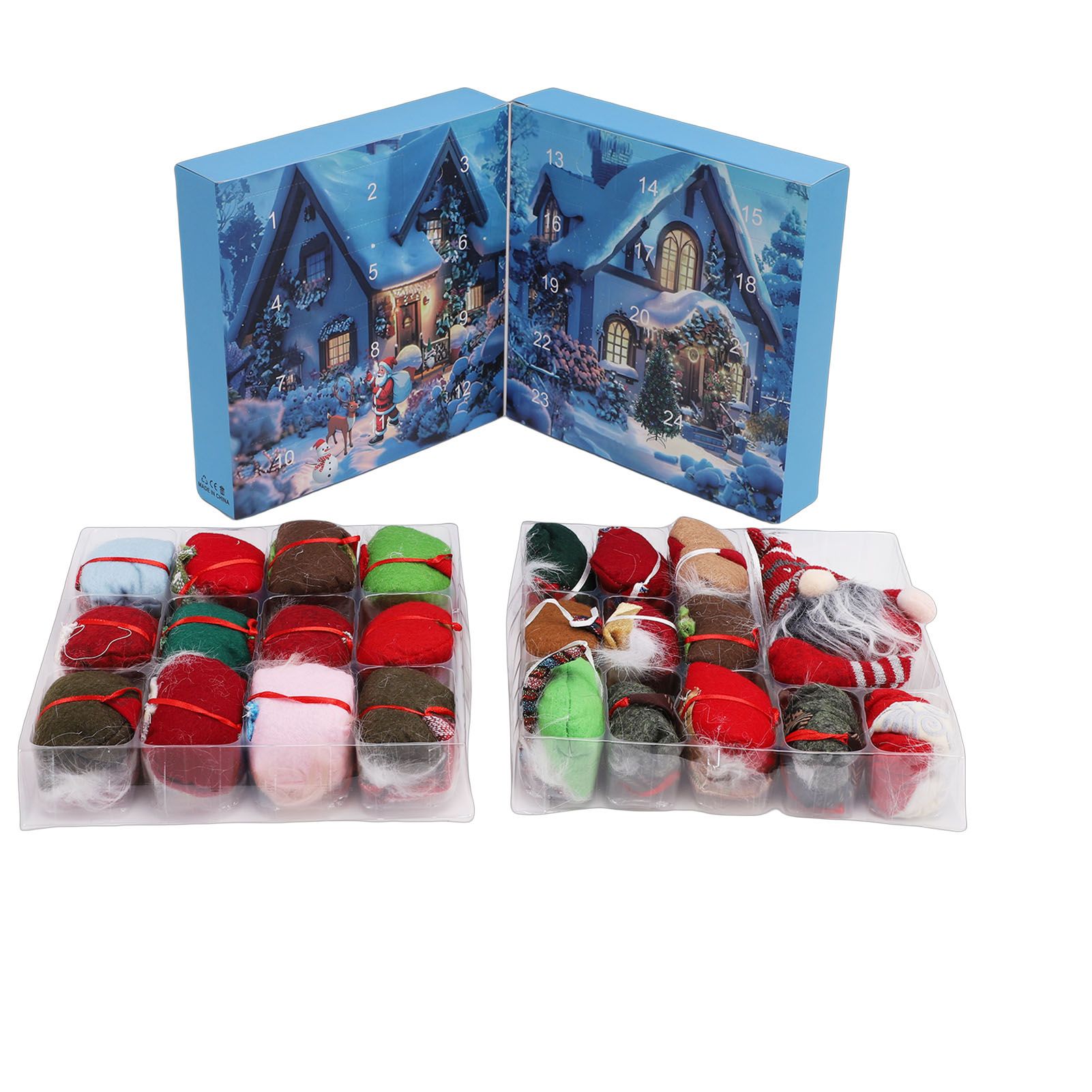 Xmas Advent Calendar with 24 Gnome Ornaments Collectible Surprise Holiday