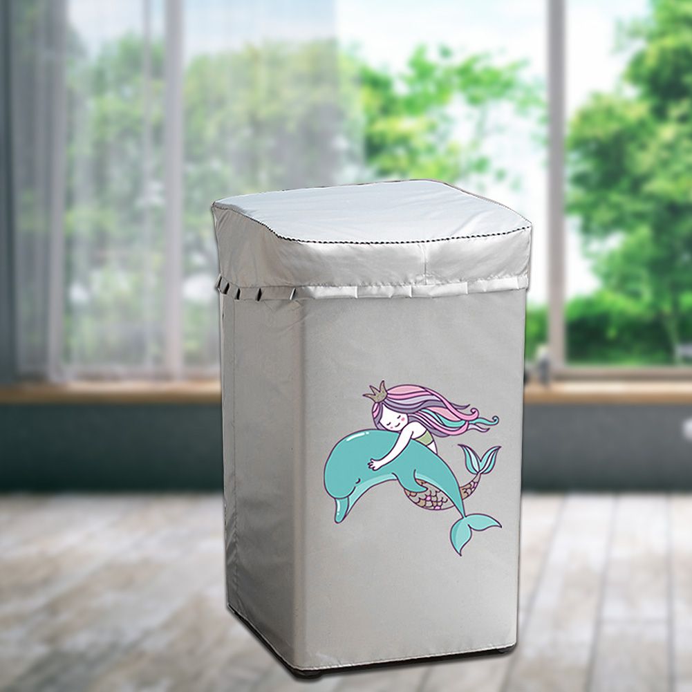 Cartoon Oxford Cloth Washing Machine Cover Waterproof Upper Open Dual Use Dust view 5