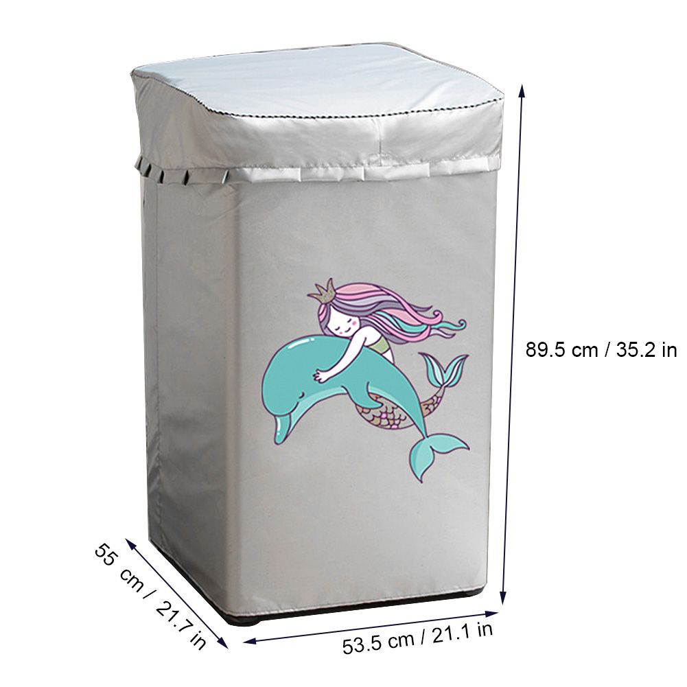 Cartoon Oxford Cloth Washing Machine Cover Waterproof Upper Open Dual Use Dust view 7
