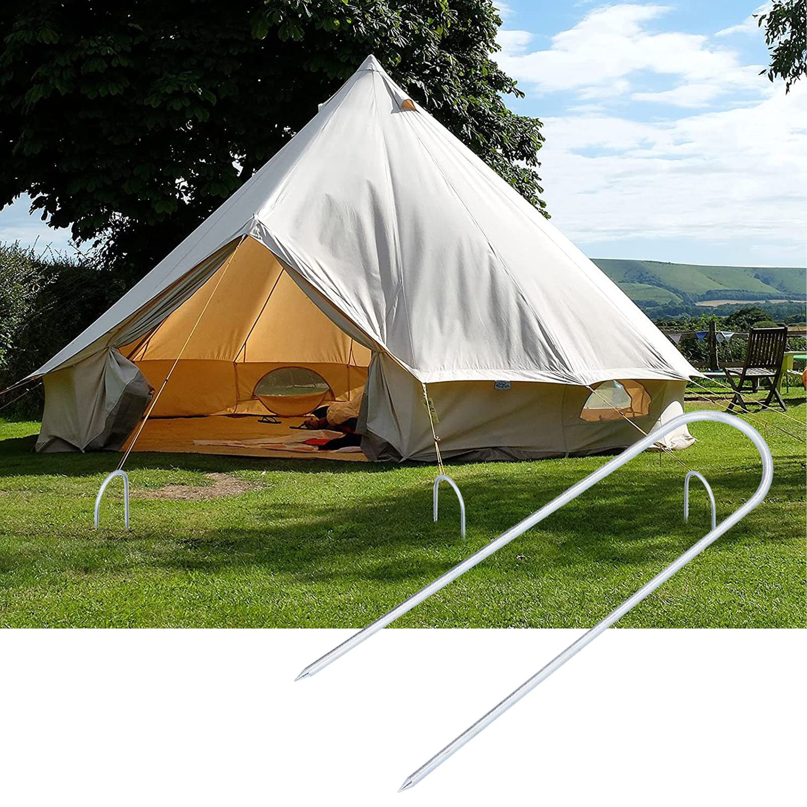 4PCS U Shaped Nail Tent Nails Ground Staple Stainless Steel Garden Pegs view 12