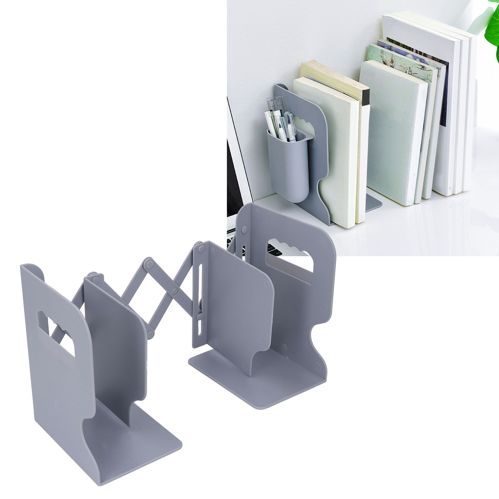 Adjustable Book End PP Retractable Anti Slip Desk Book Holder Organizer for view 11