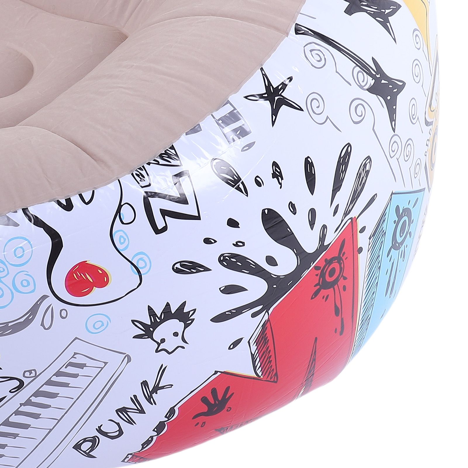 Inflatable Bean Bag Chair Doodle Pattern PVC Flocked Blow Up Sofa Chair for view 2