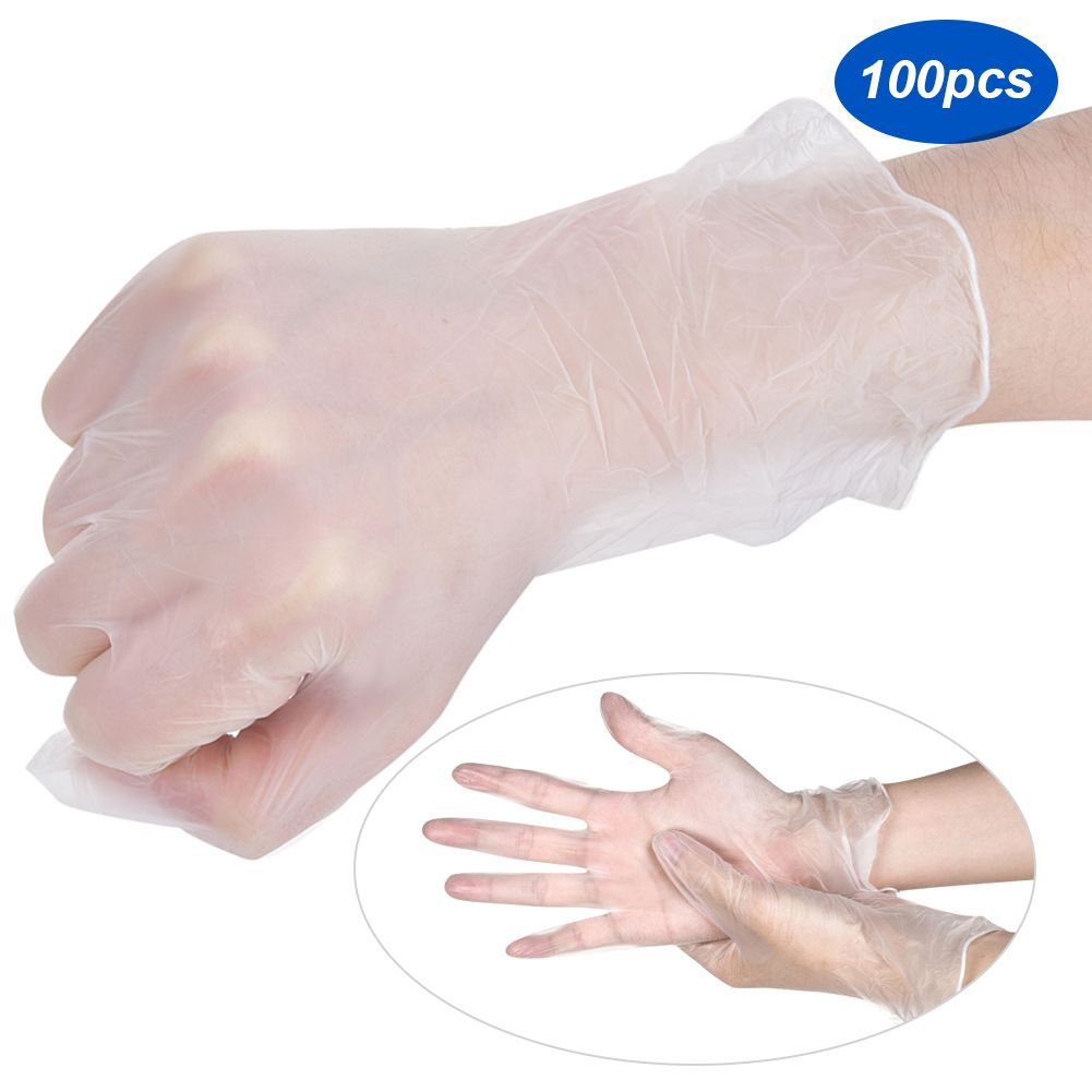 50Pairs/Box Disposable PVC Gloves Transparent Safe Single Use Gloves for Daily view 2