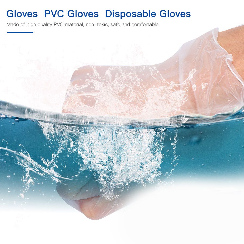 50Pairs/Box Disposable PVC Gloves Transparent Safe Single Use Gloves for Daily view 7