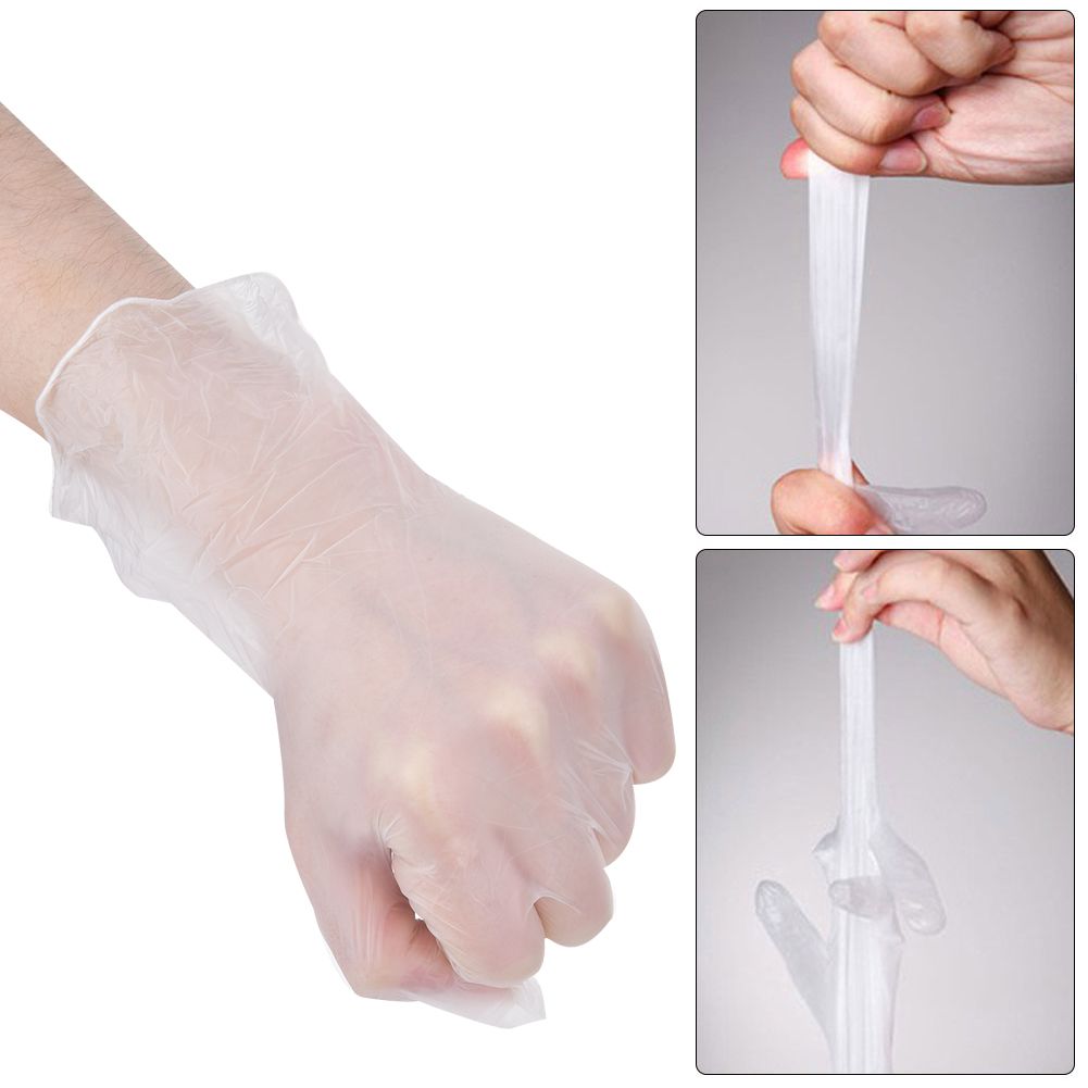 50Pairs/Box Disposable PVC Gloves Transparent Safe Single Use Gloves for Daily view 3