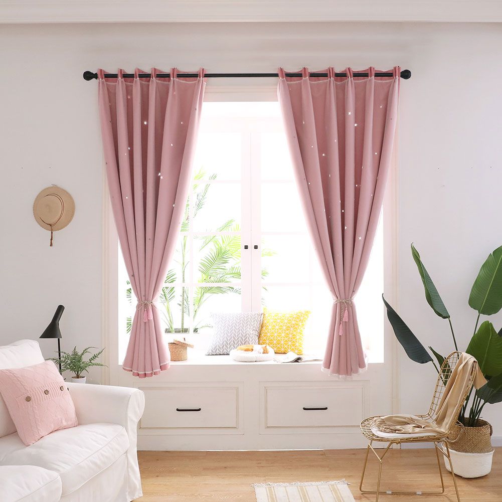 Hollow Out Star Style Window Voile Tulle Curtain Sheer Panels Bedroom Living view 3