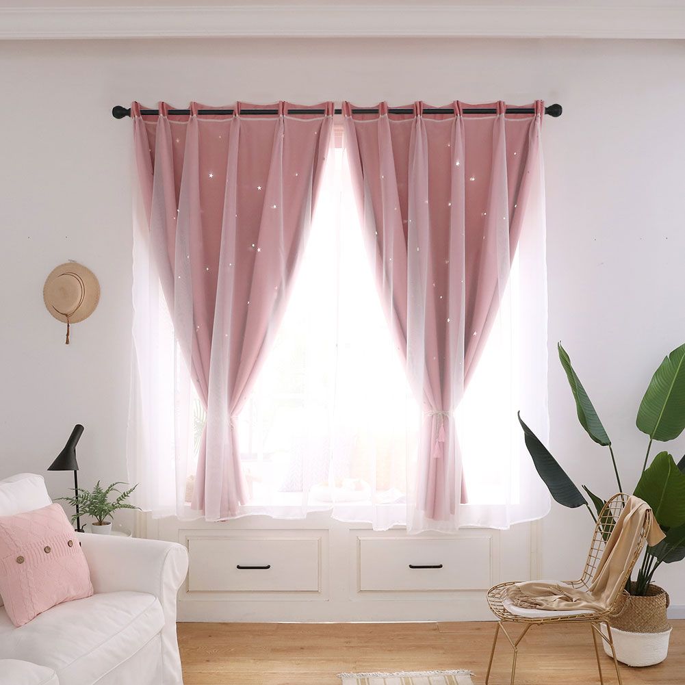 Hollow Out Star Style Window Voile Tulle Curtain Sheer Panels Bedroom Living view 5