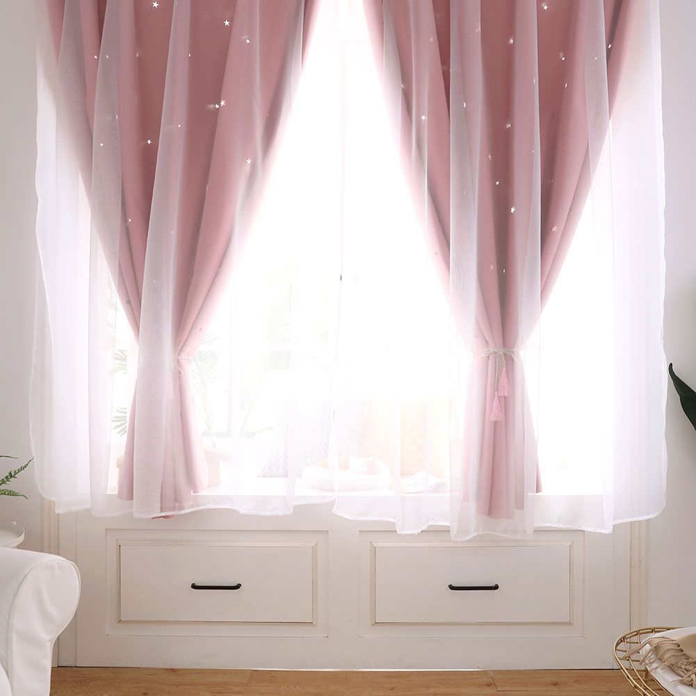 Hollow Out Star Style Window Voile Tulle Curtain Sheer Panels Bedroom Living view 6