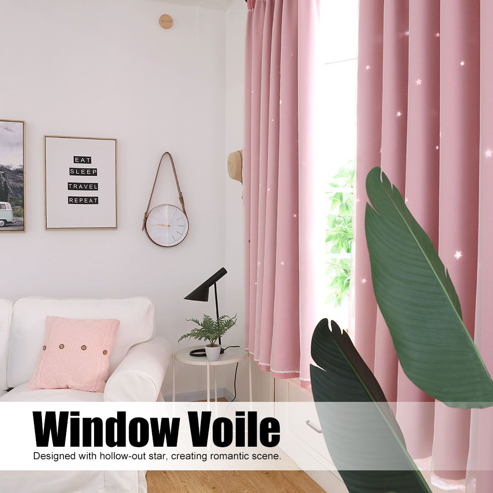 Hollow Out Star Style Window Voile Tulle Curtain Sheer Panels Bedroom Living view 7