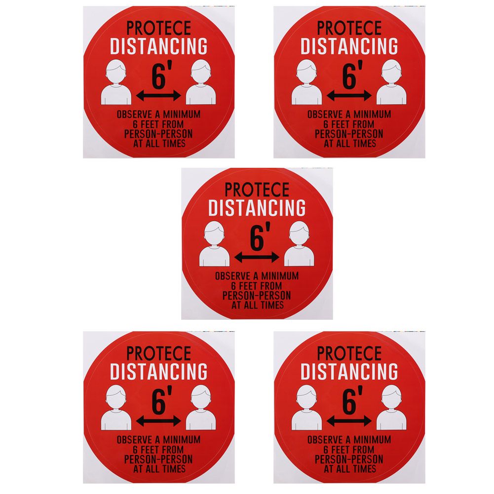 5PCS Social Distancing Ground Sticker Distance Marker Floor Signs Decal for view 2