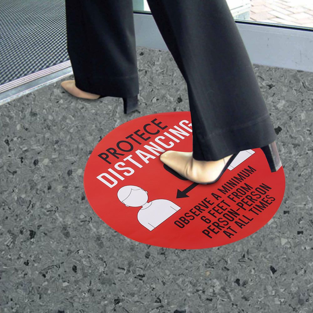 5PCS Social Distancing Ground Sticker Distance Marker Floor Signs Decal for view 5