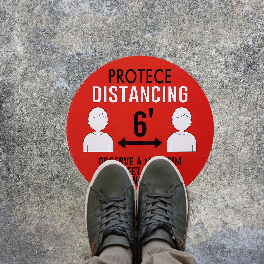 5PCS Social Distancing Ground Sticker Distance Marker Floor Signs Decal for view 6