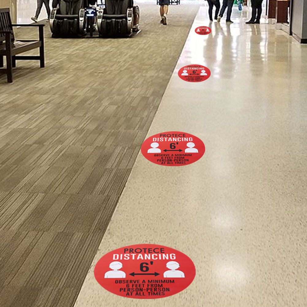5PCS Social Distancing Ground Sticker Distance Marker Floor Signs Decal for view 7