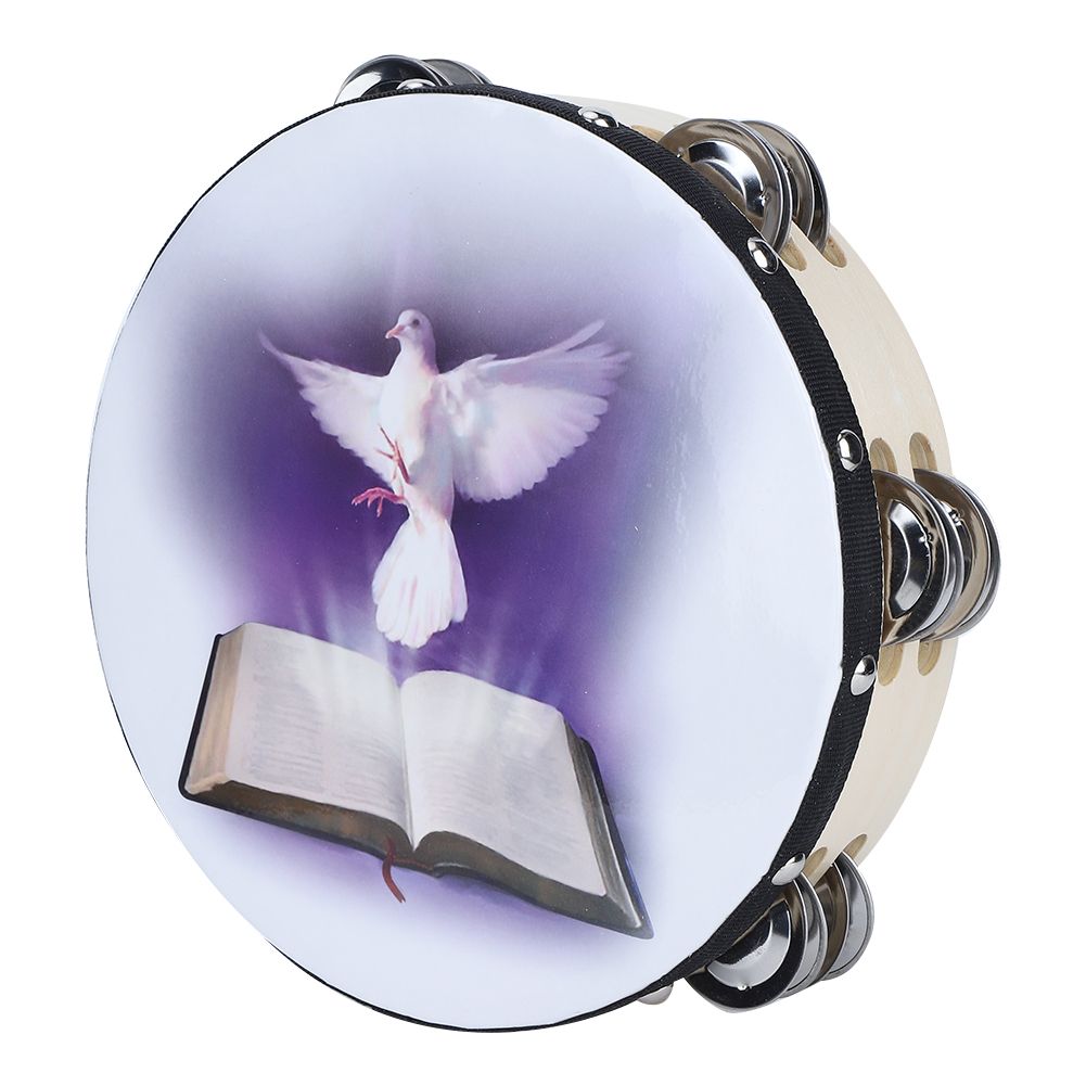 Tambourine Double Row Metal Jingle Handheld Percussion for Church Party20cm