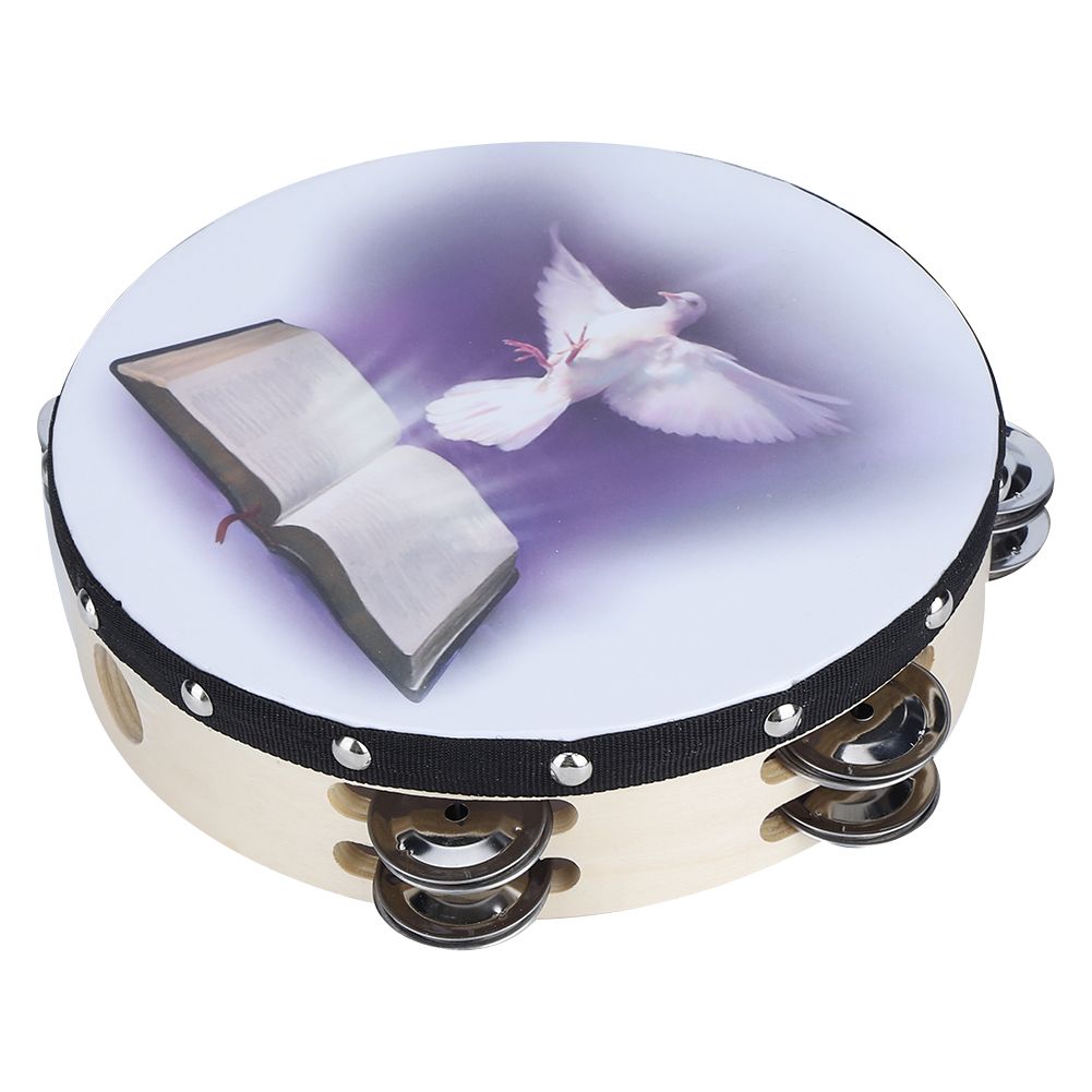 Tambourine Double Row Metal Jingle Handheld Percussion for Church Party20cm view 4