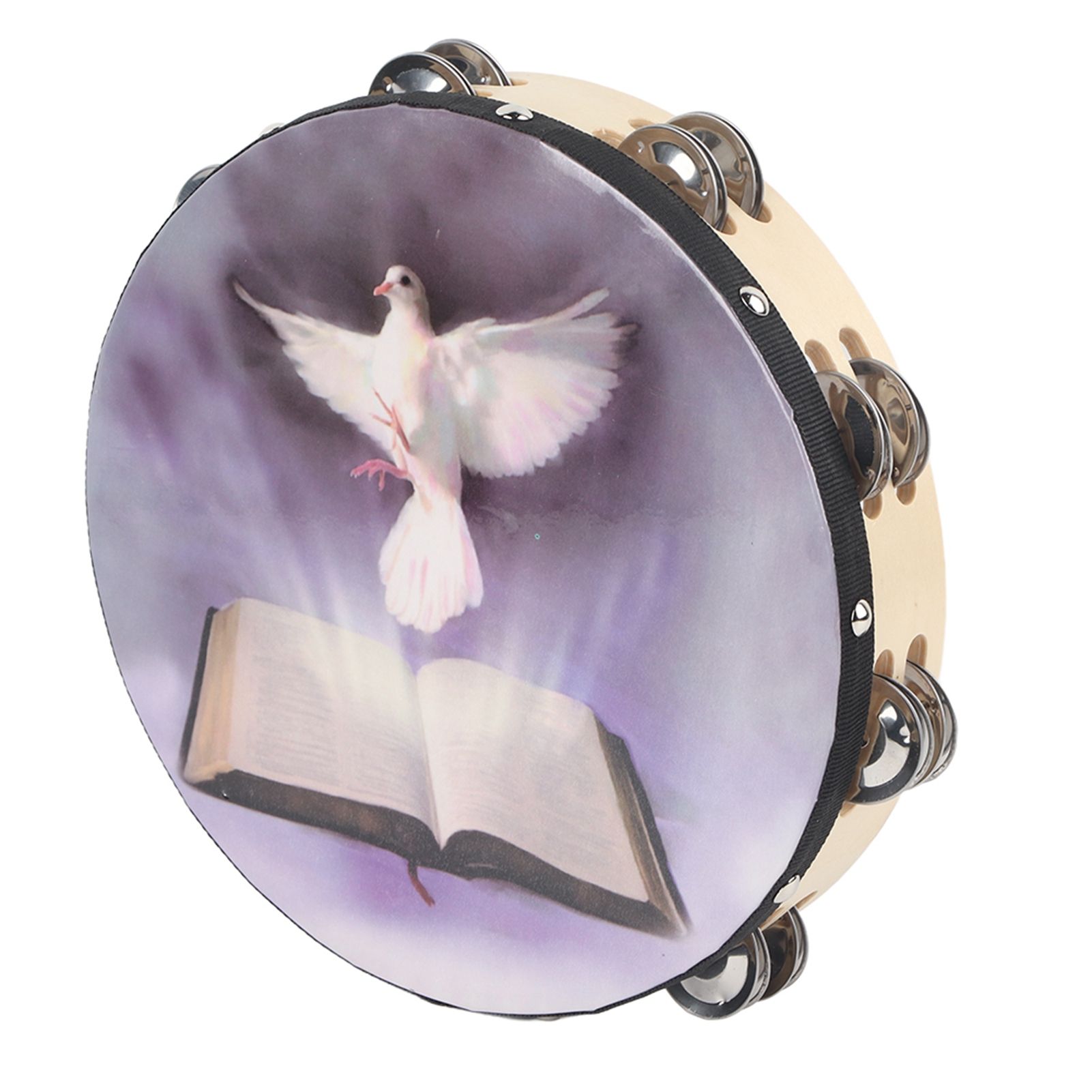 Tambourine Double Row Metal Jingle Handheld Percussion for Church Party25cm