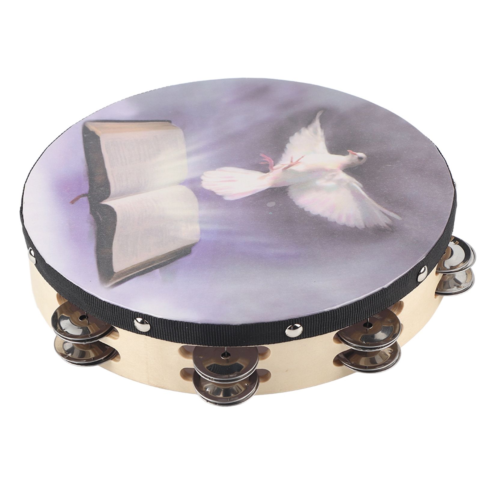 Tambourine Double Row Metal Jingle Handheld Percussion for Church Party25cm view 3