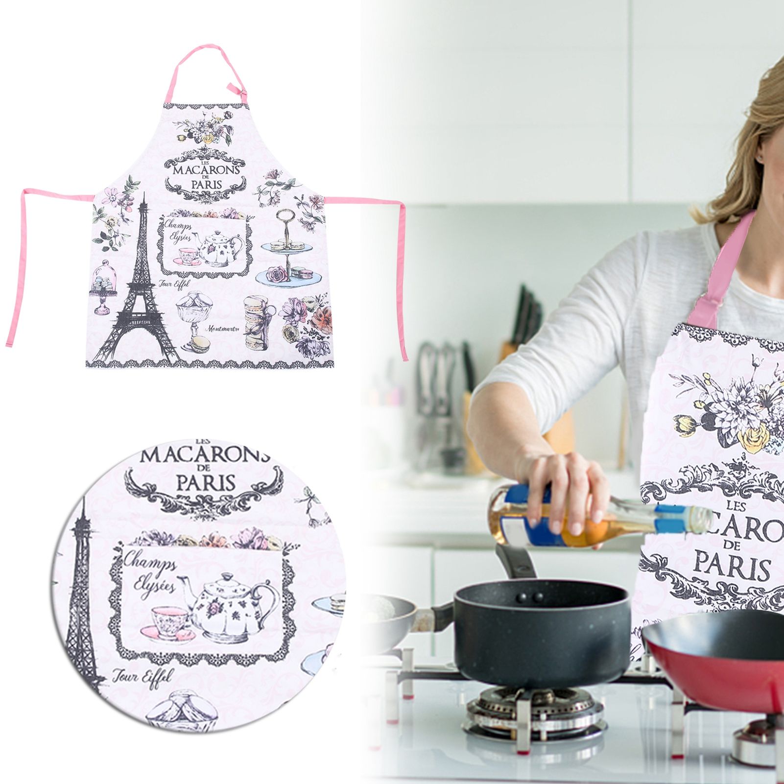 Kitchen Apron Women Men Sleeveless Cartoon Printed Household Apron for Cooking view 9