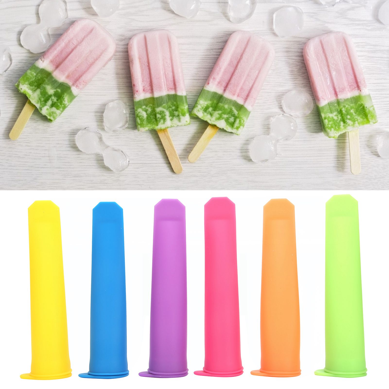 6Pcs Silicone Ice Cream Mold Reusable DIY Ice Bar Maker Mould with Lid for Kid view 9