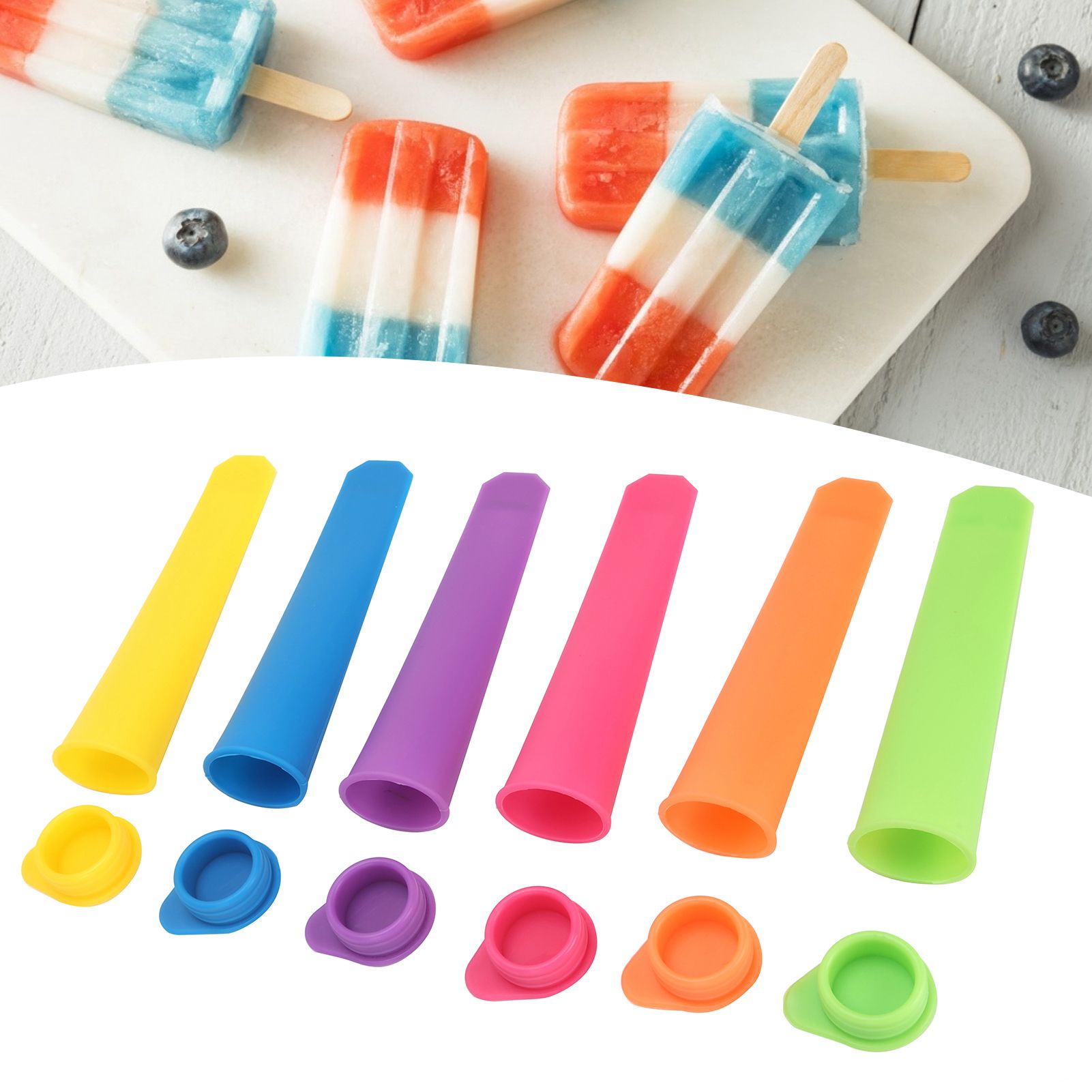 6Pcs Silicone Ice Cream Mold Reusable DIY Ice Bar Maker Mould with Lid for Kid view 10